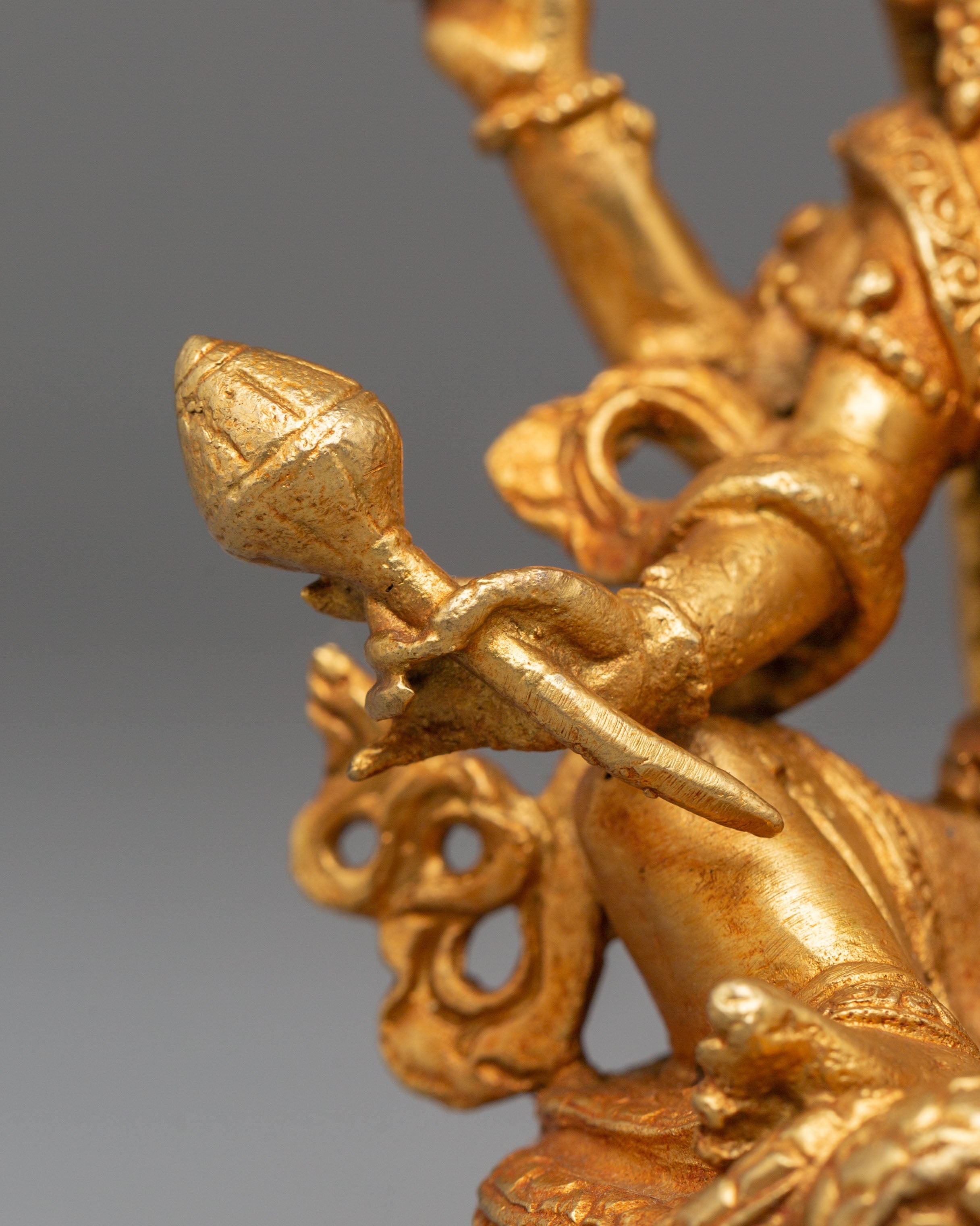 Handcrafted Vishnu Copper Statue | Gold Plated Hindu Deity