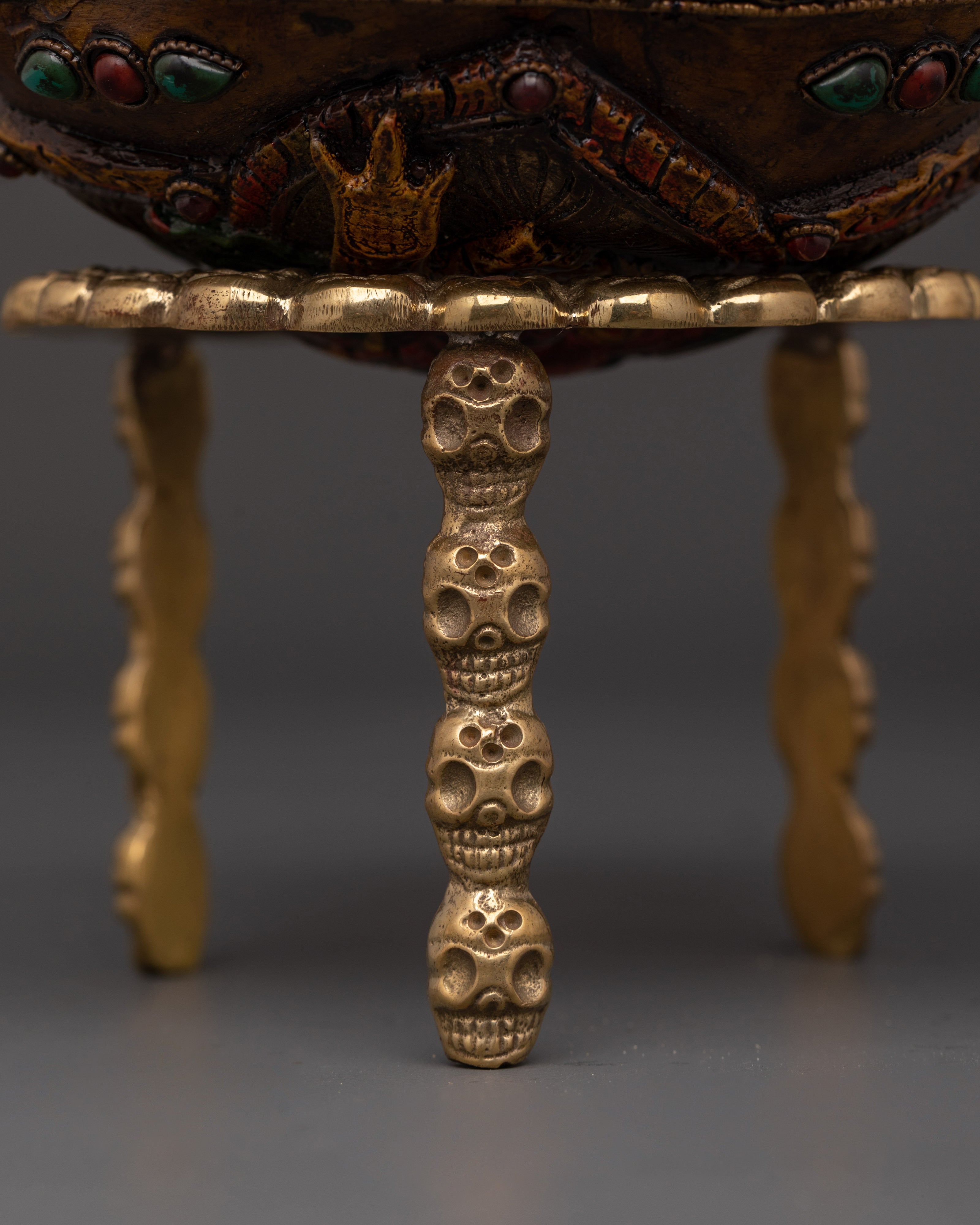 Copper Kapala with Brass Stand | Tibetan Ritual Skull Cup