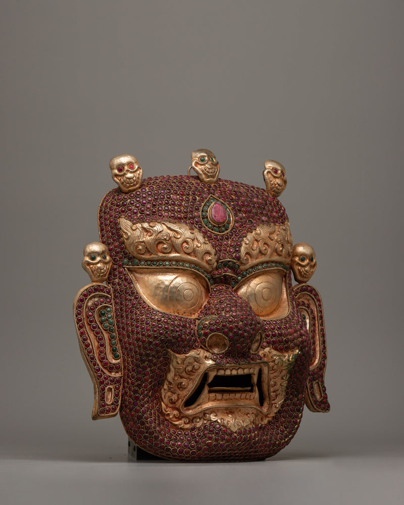 Copper Bhairav Mask | Unveiling the Majesty of a Golden Guardian