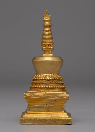 Gold-Plated Copper Stupa Chaitya | A Symbol of Spiritual Enlightenment