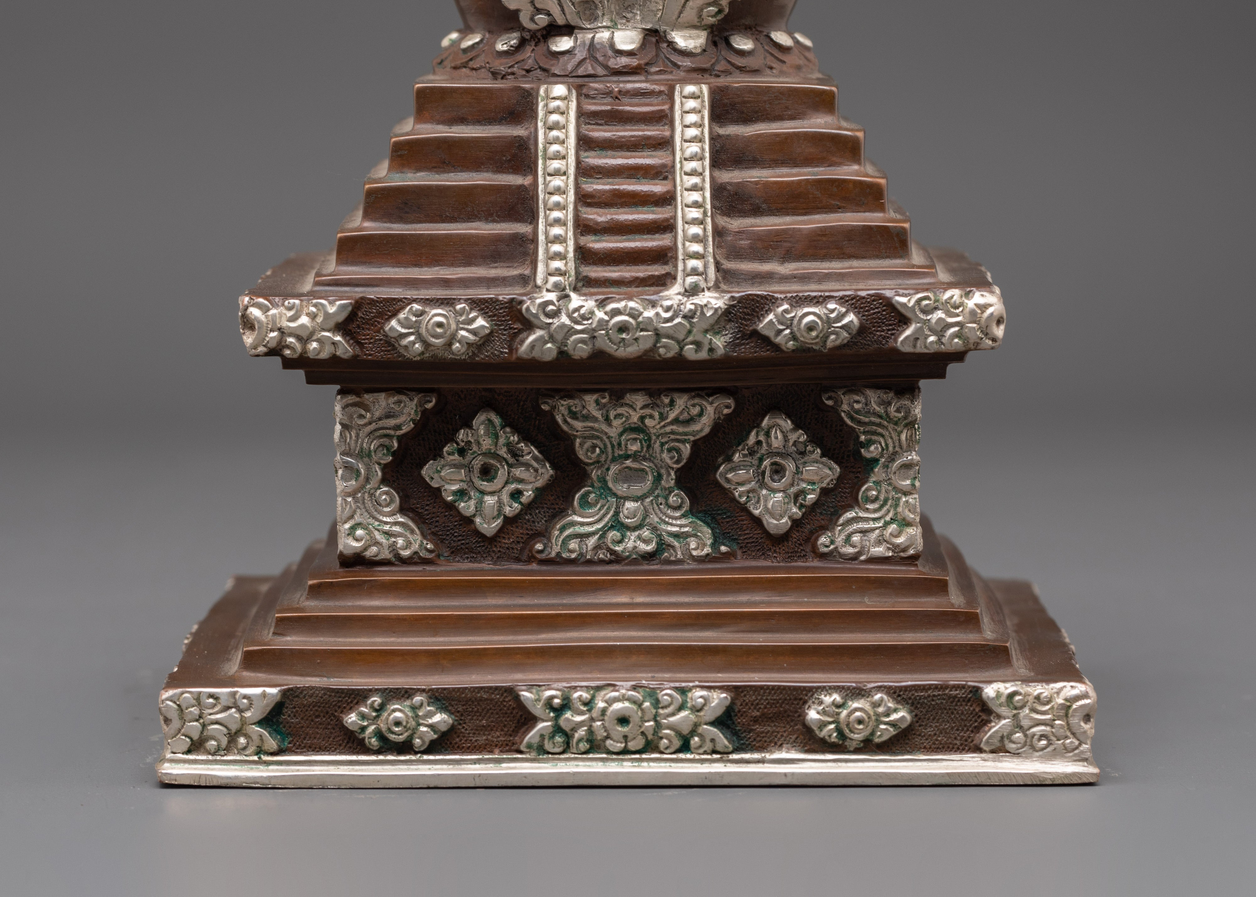 Oxidized Copper Tibetan Buddhist Stupa | Symbol of Mindfulness