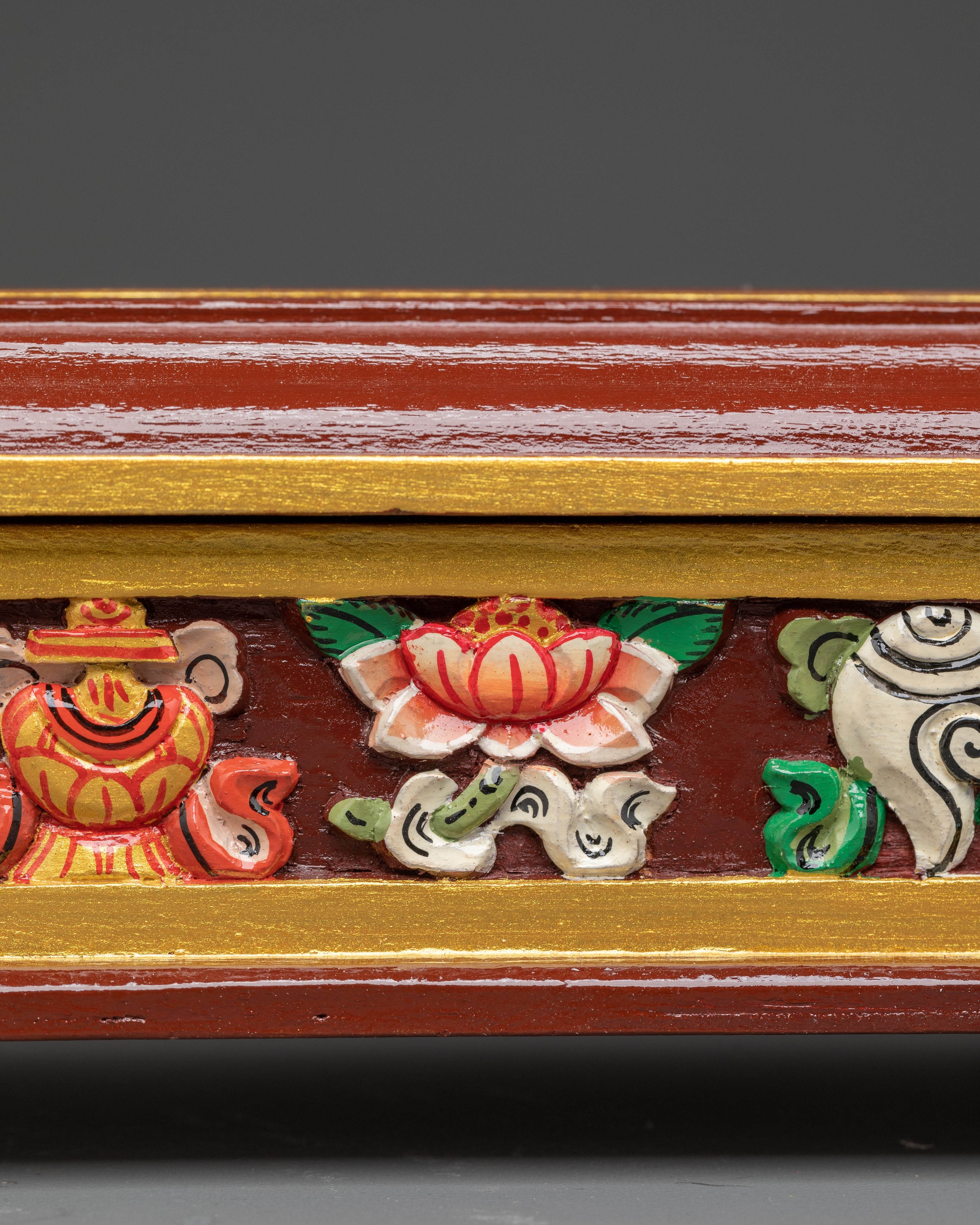 Traditional Wooden Incense Burner with 8 Auspicious Symbols
