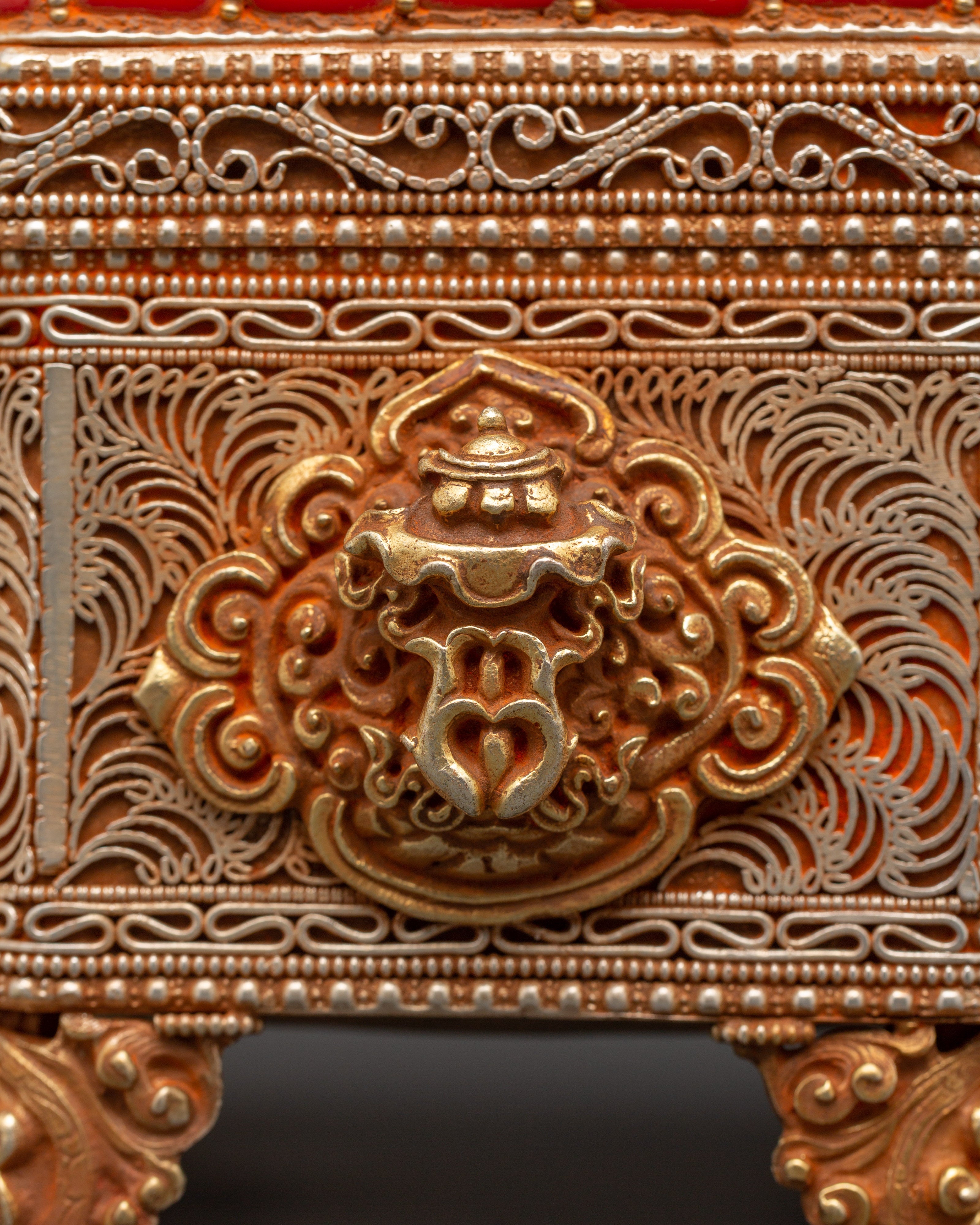Himalayan Box with Filigree Work | Sacred Gemstone Inlay