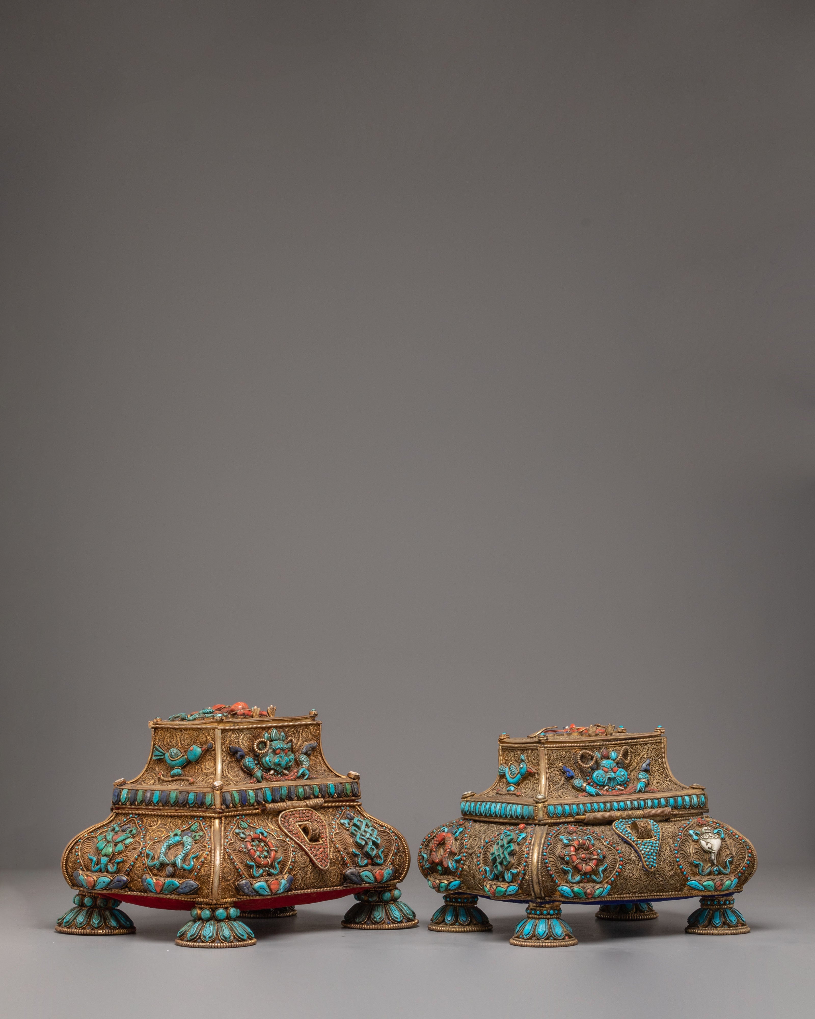 Handmade Tibetan Treasure Box Set | Himalayan Ritual Boxes