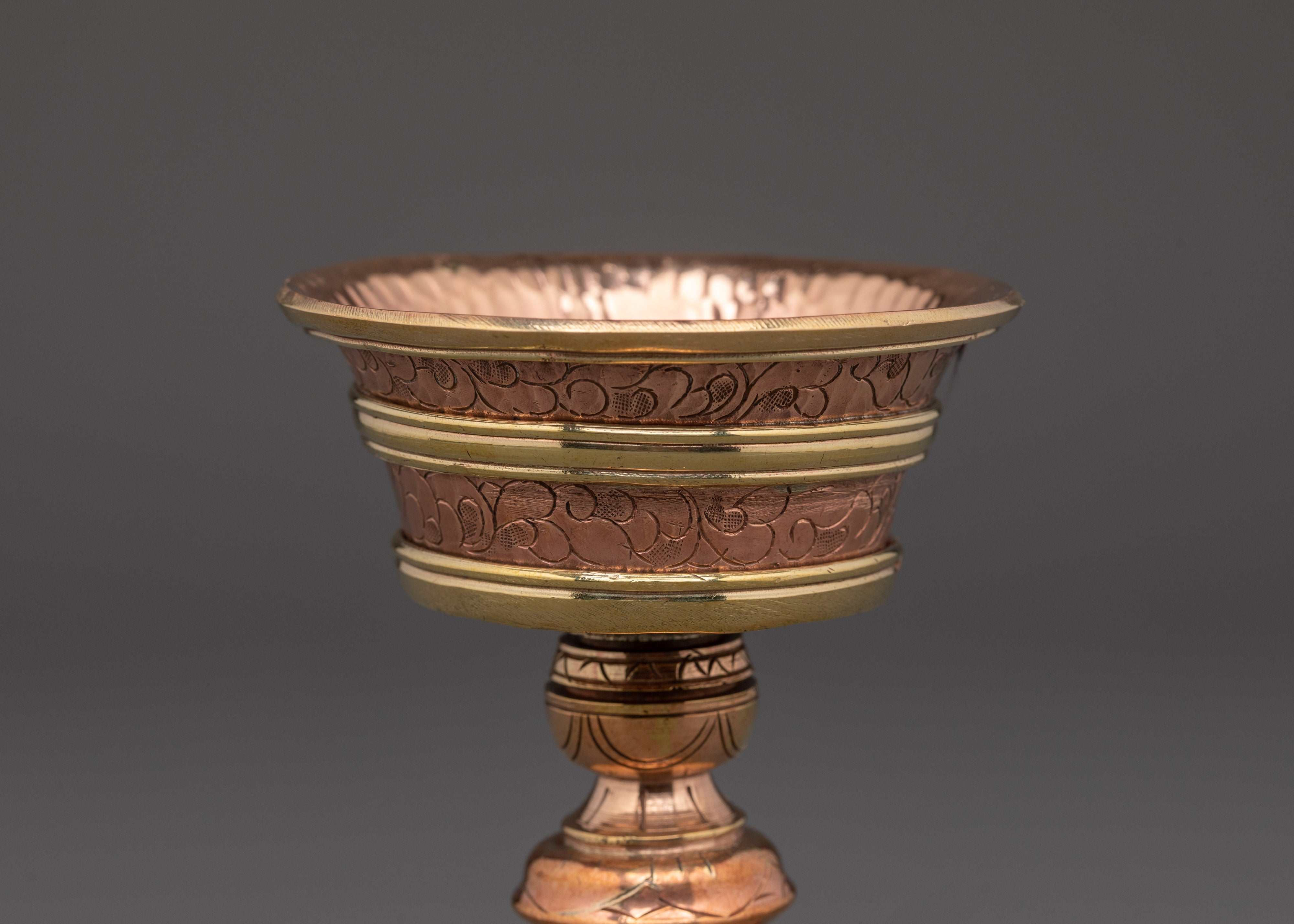 Handmade Buddhist Butter Lamp Set | Tibetan Copper Offering Lamps