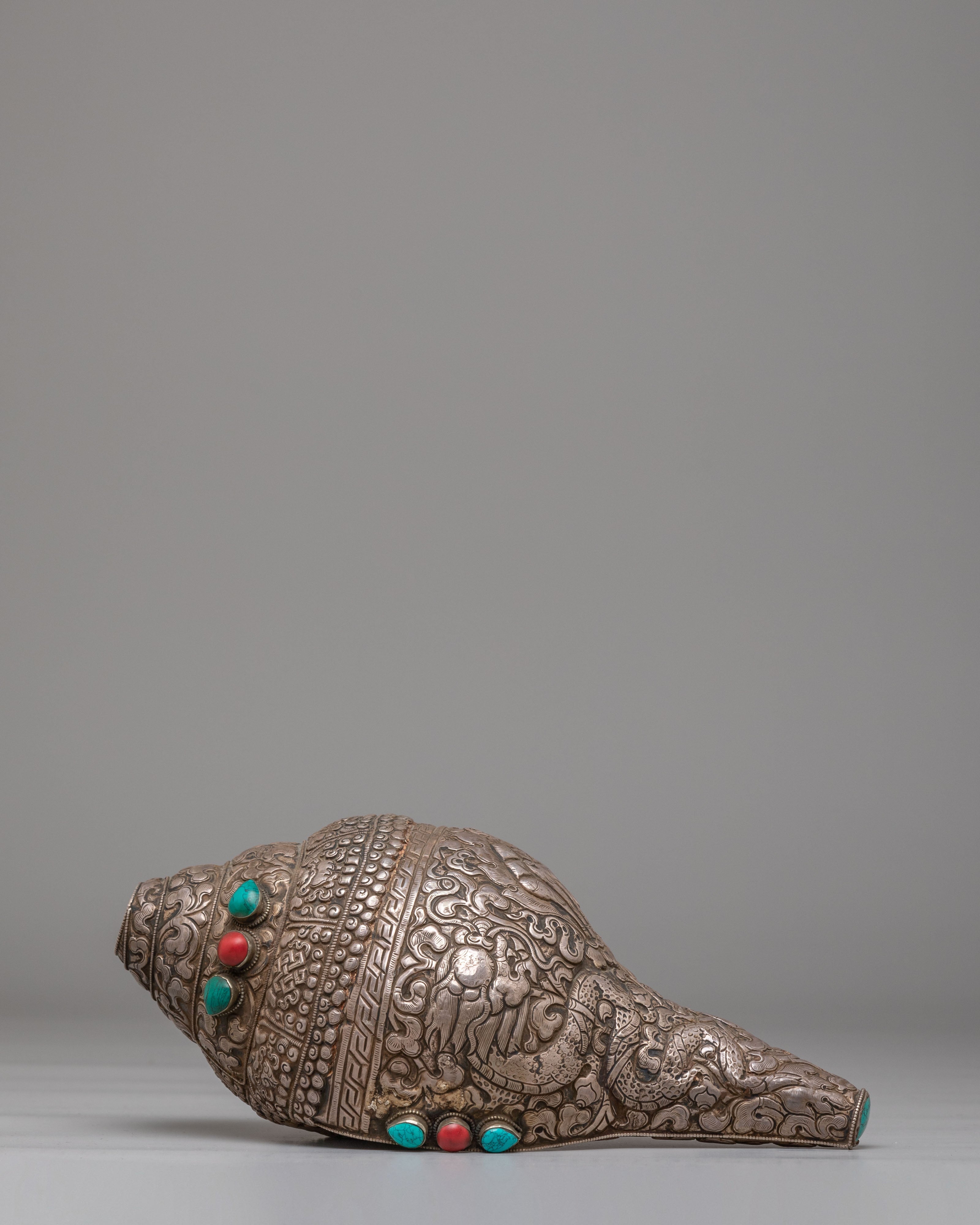 Sacred Buddhist Ritual Conch | Handcrafted Himalayan Art
