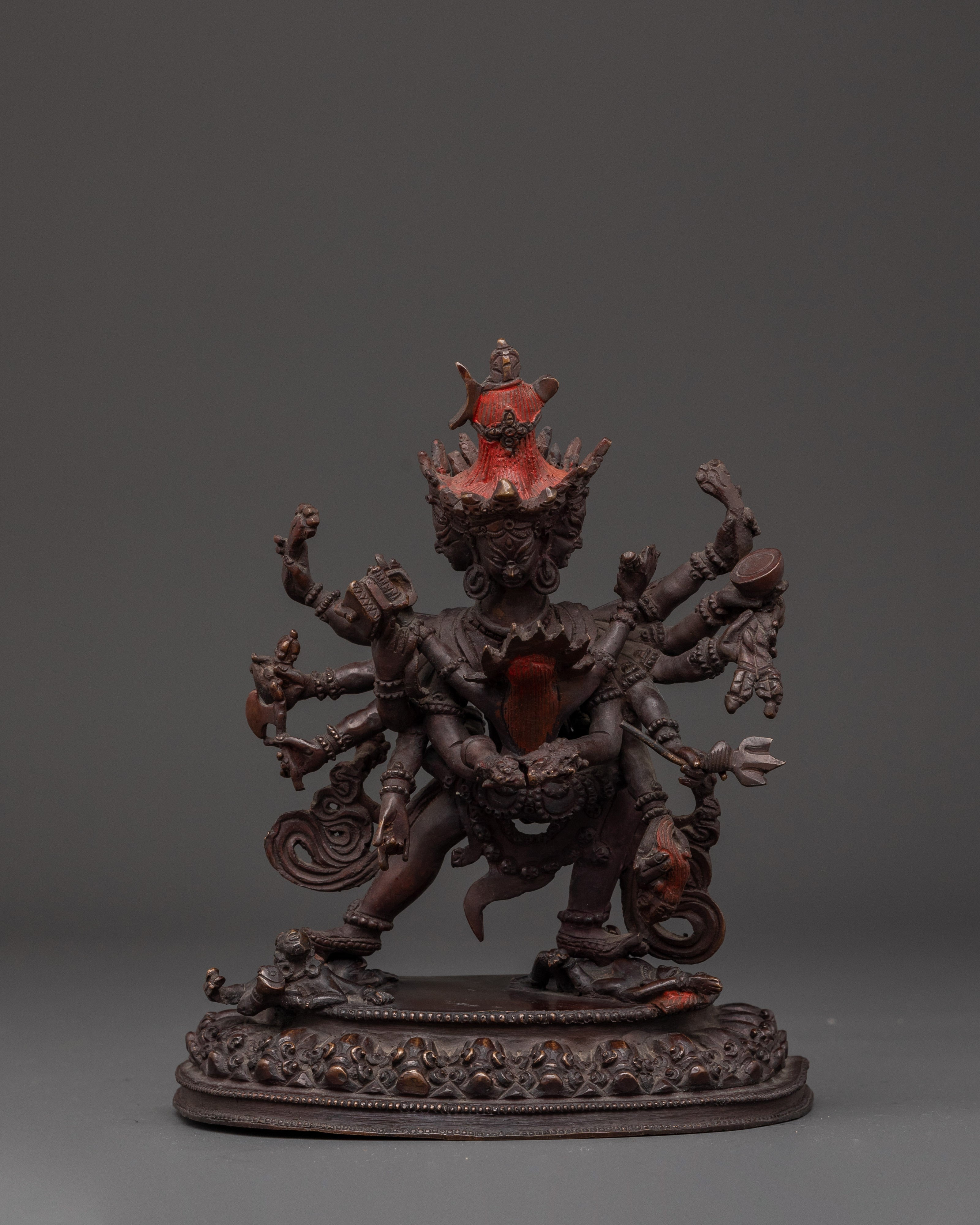 Chakrasambhara Deity Statue | Oxidized Copper Tantric Yab Yum Figurine