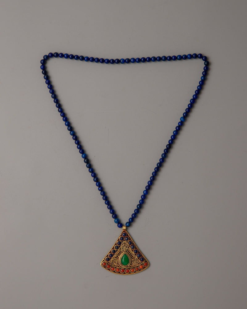 Lapis Lazuli Beaded Necklace | Exquisite Accessory for Sophisticated Ensembles