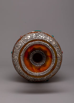 Tibetan Pair Silver Flower Vase | 49.5 cm Tall Pair for Sophisticated Decor