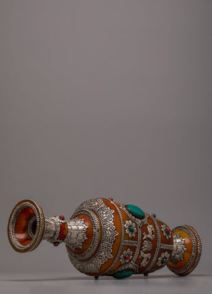 Tibetan Pair Silver Flower Vase | 49.5 cm Tall Pair for Sophisticated Decor