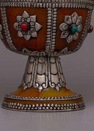 Tibetan Pair Silver Flower Vase | 49.5 cm Tall Pair for Sophisticated Decor