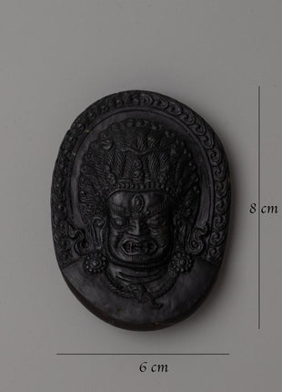 Mahakala Face On Shaligram Shila | Symbolizing Strength and Spiritual Safeguarding