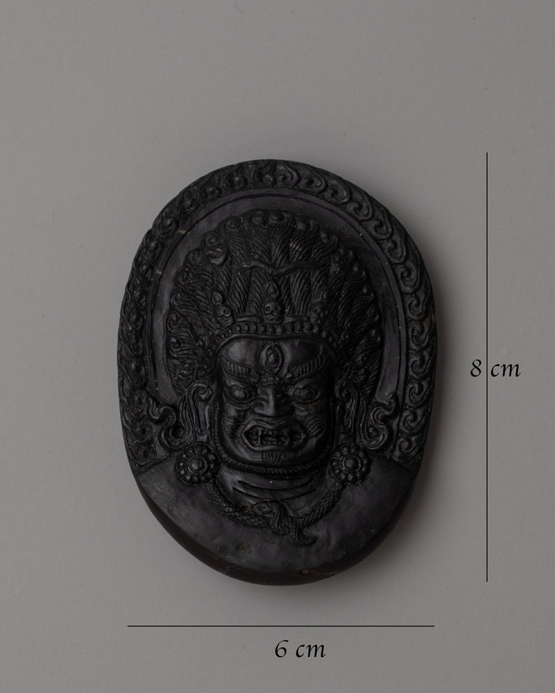 Mahakala Face On Shaligram Shila | Symbolizing Strength and Spiritual Safeguarding