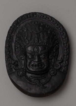 Mahakala Face On Shaligram Shila | Symbolizing Strength and Spiritual Safeguarding