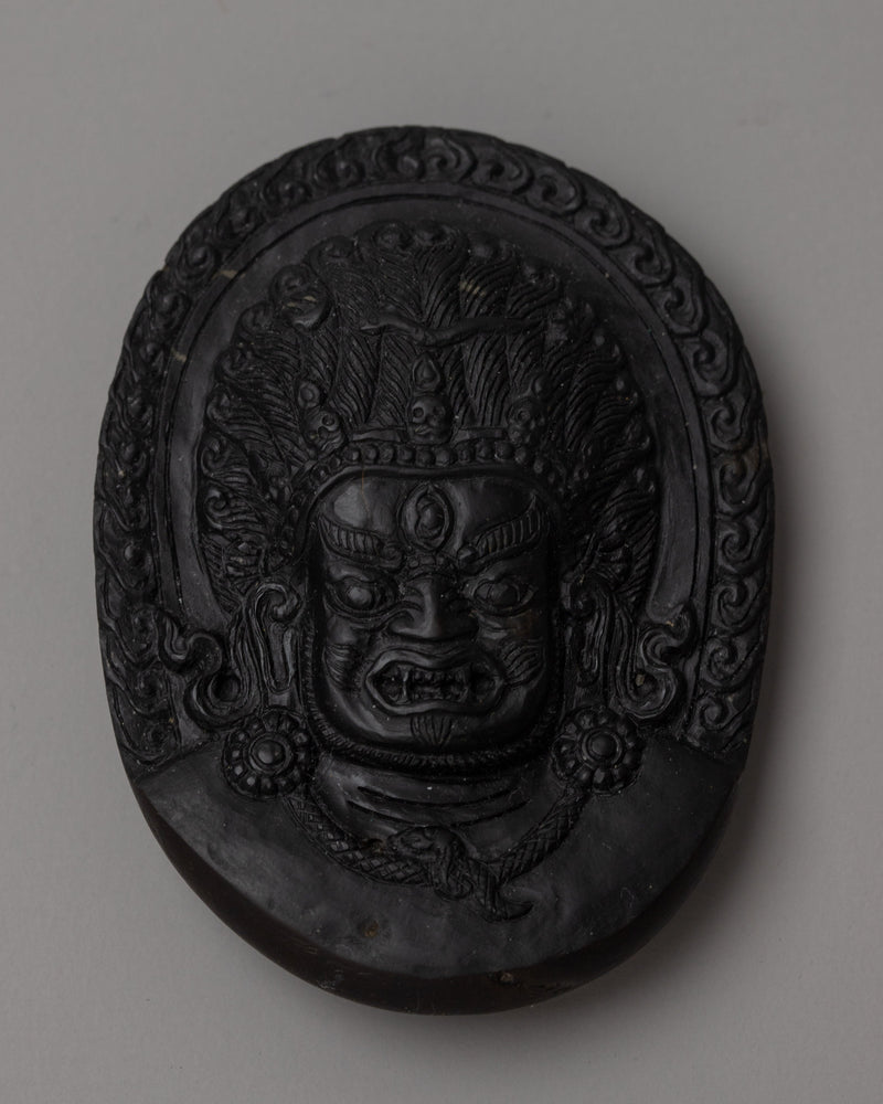 Mahakala Face On Shaligram Shila | Symbolizing Strength and Spiritual Safeguarding