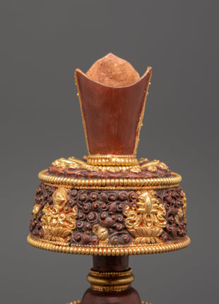 Gold-Plated Bhumba Ritual Set with Turquoise | Spiritual Decor