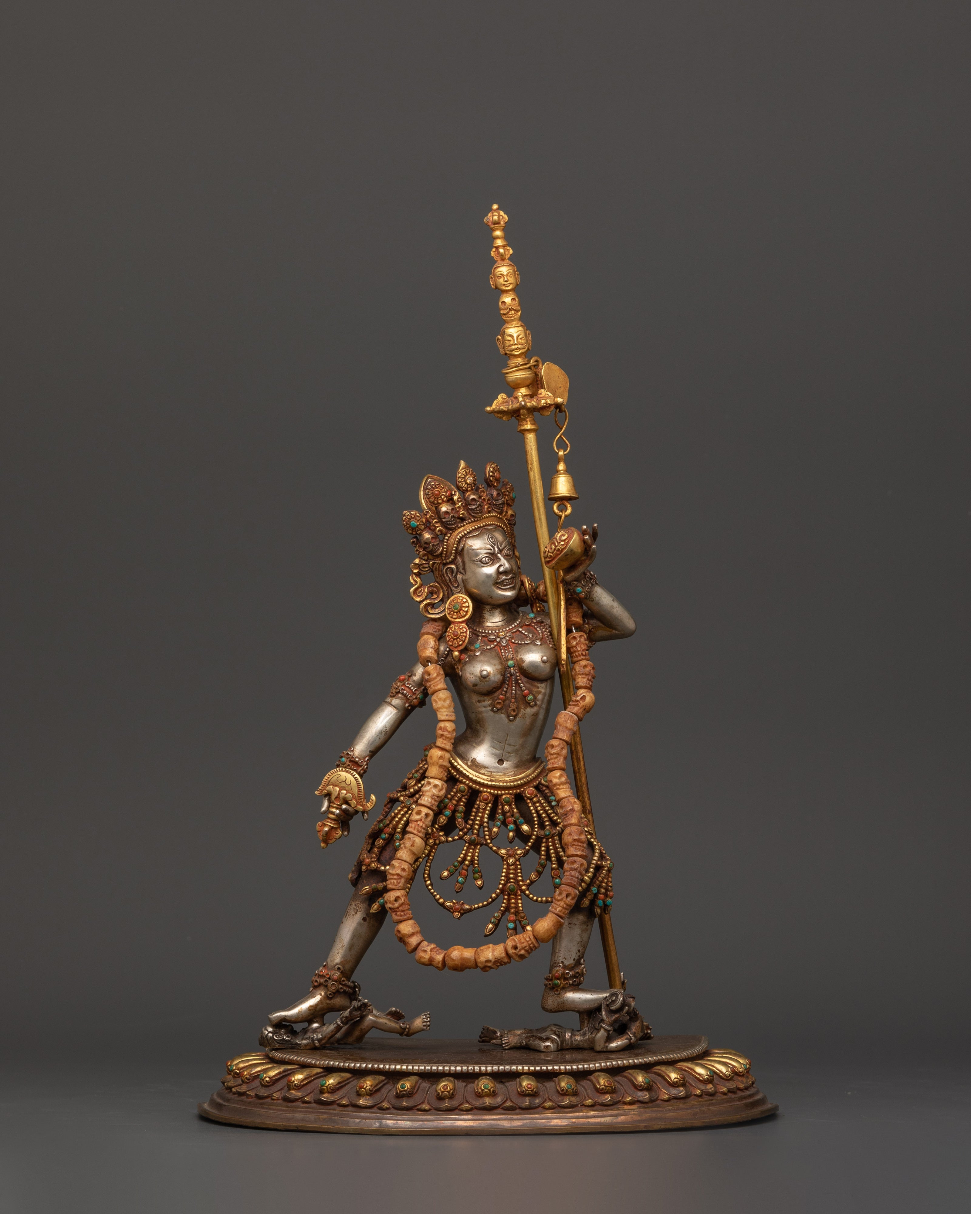 Sacred Buddhist Dakini Sculpture | Gold-Plated Vajrayogini Statue