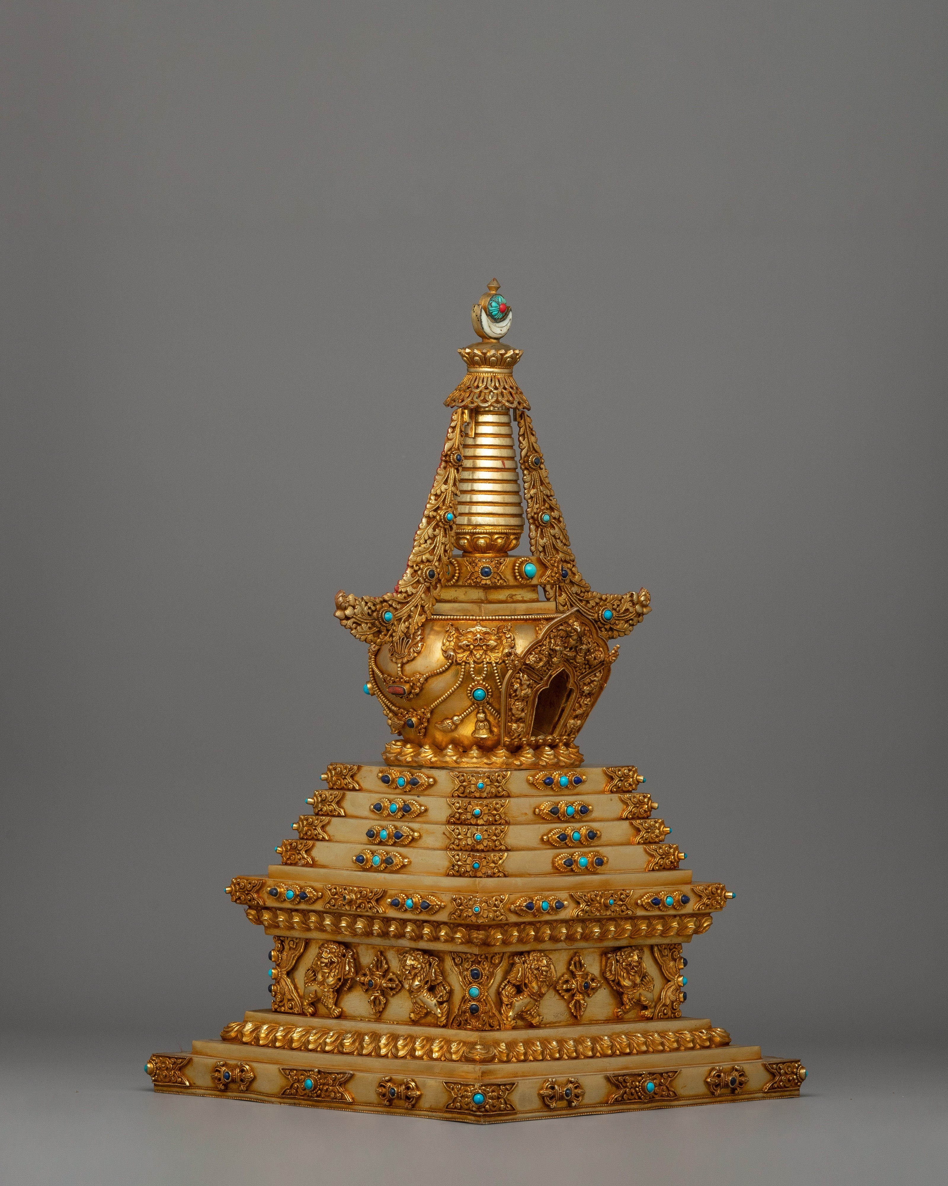 Gold Plated Stupa for Shrine | Himalayan Chorten