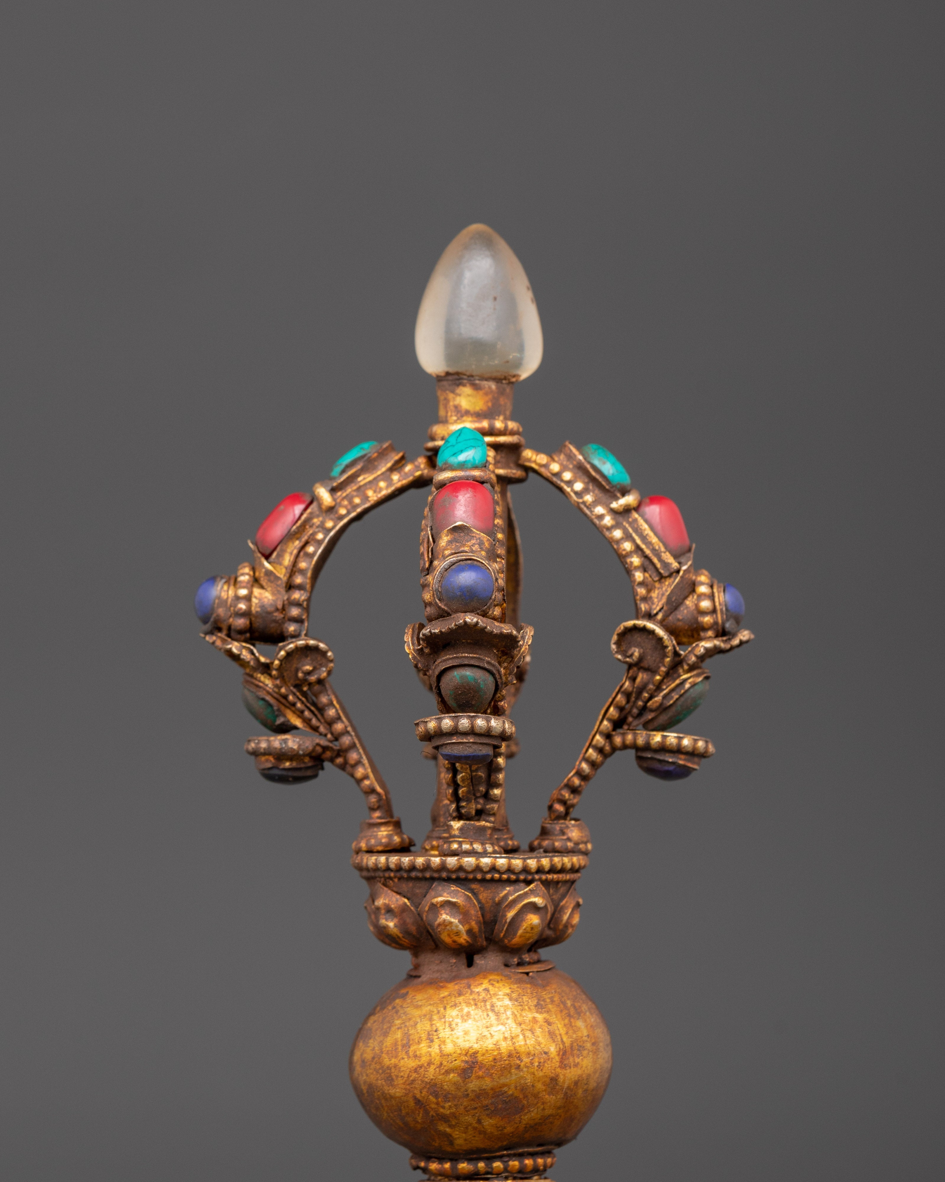 Handcrafted Kartika Ritual Knife | Spiritual Tibetan Altar Decor with Colorful Gems