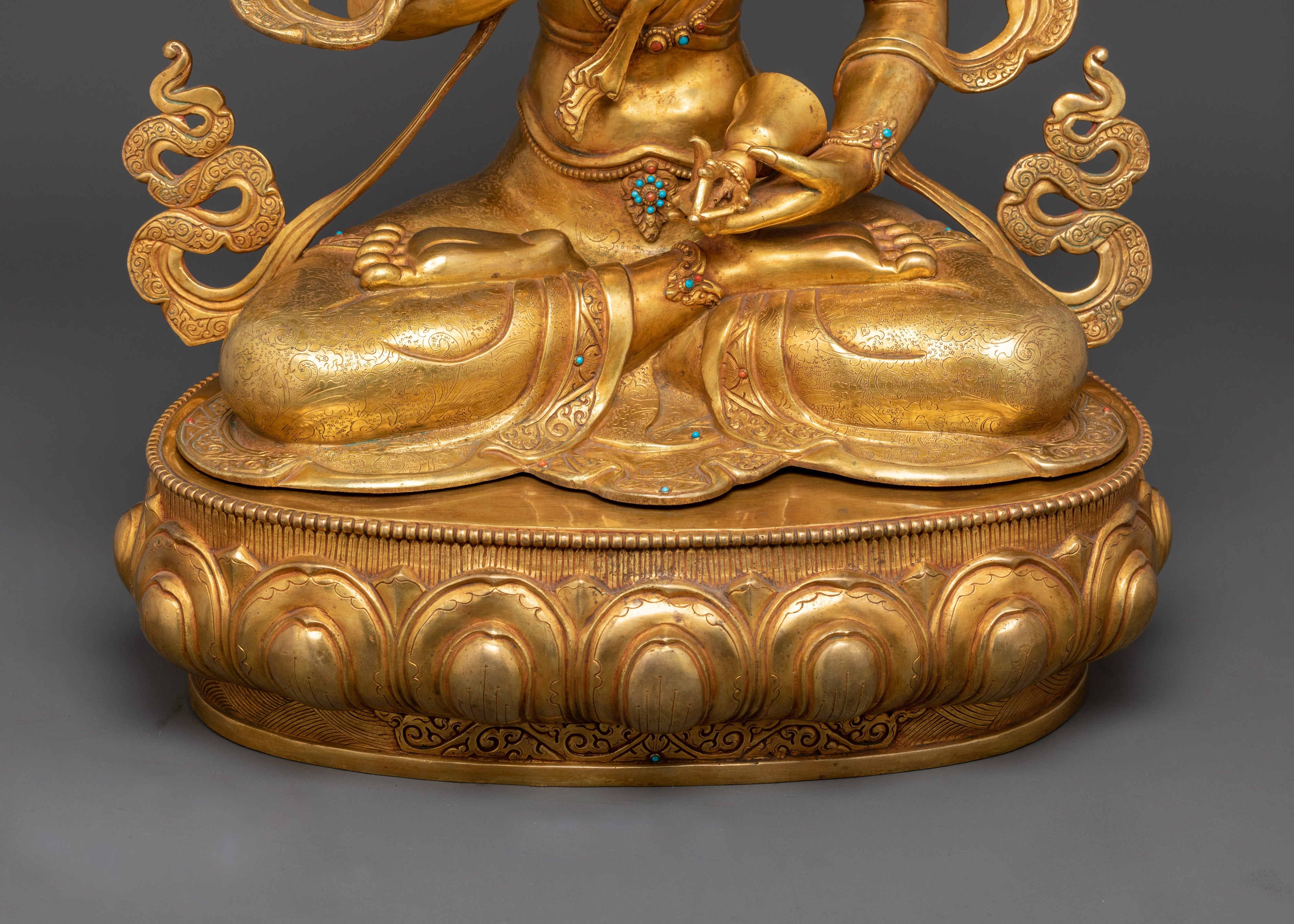 Sadhana Vajrasattva Sculpture | 24K Gold Gilded Gemstone Copper Masterpiece