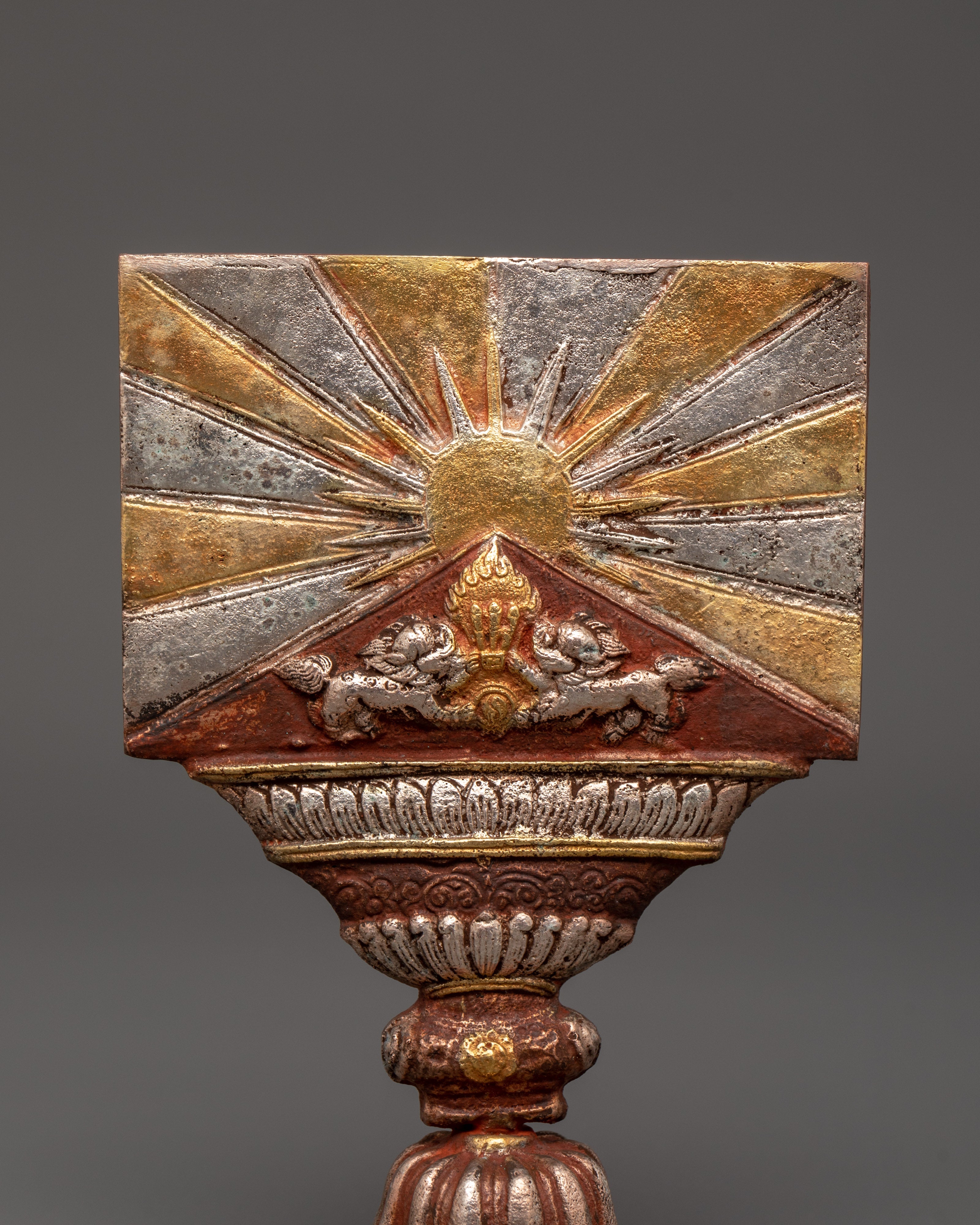 Tibetan Flag  with Electro Gold & Silver Plating | Buddhist Zen Shrine Decor