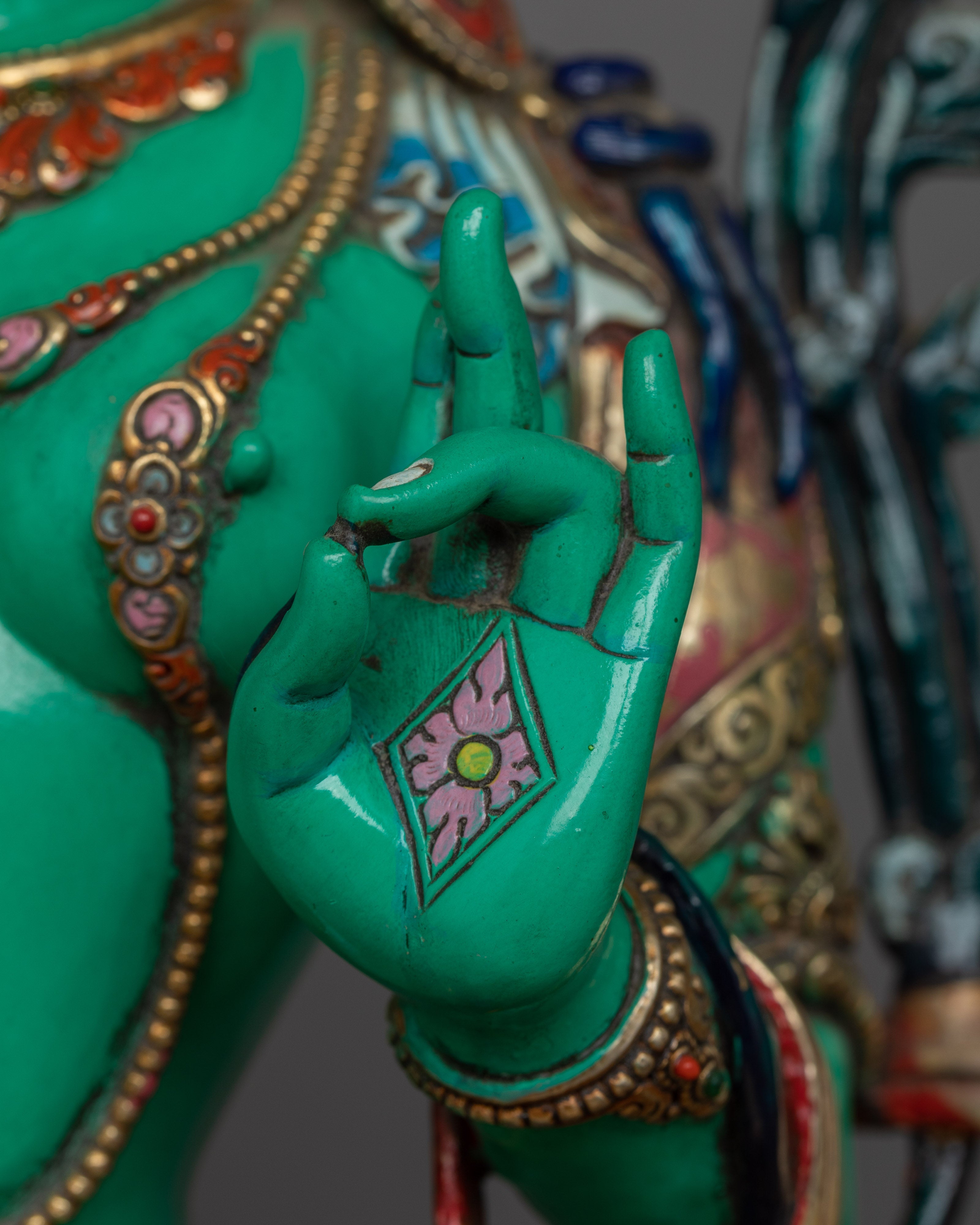 Green Tara Beautiful Sculpture | Stunning 24K Gold Gilded Statue