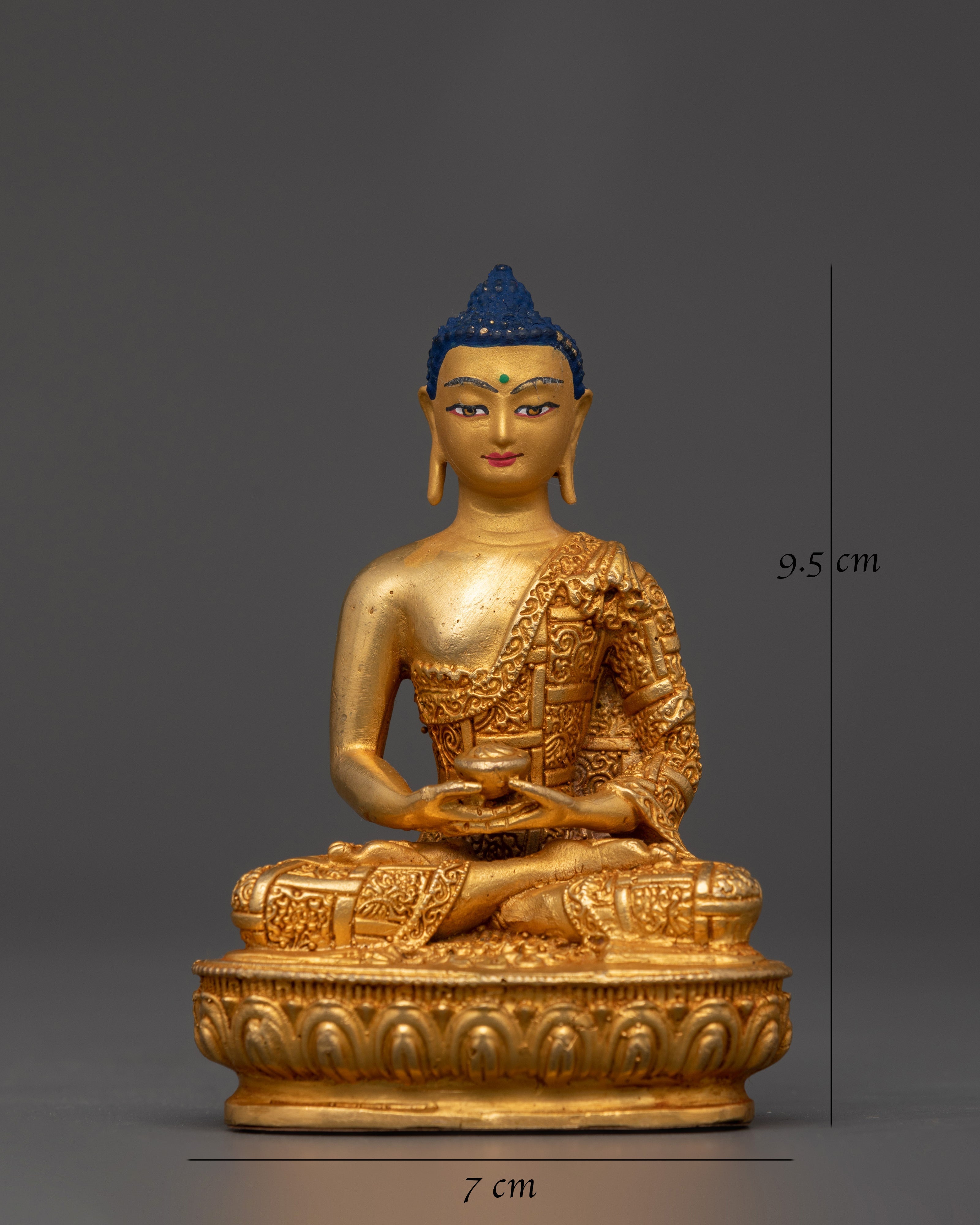 Amitabha Buddha Offering Bowl Statue | Handcrafted Copper with Gold Plating