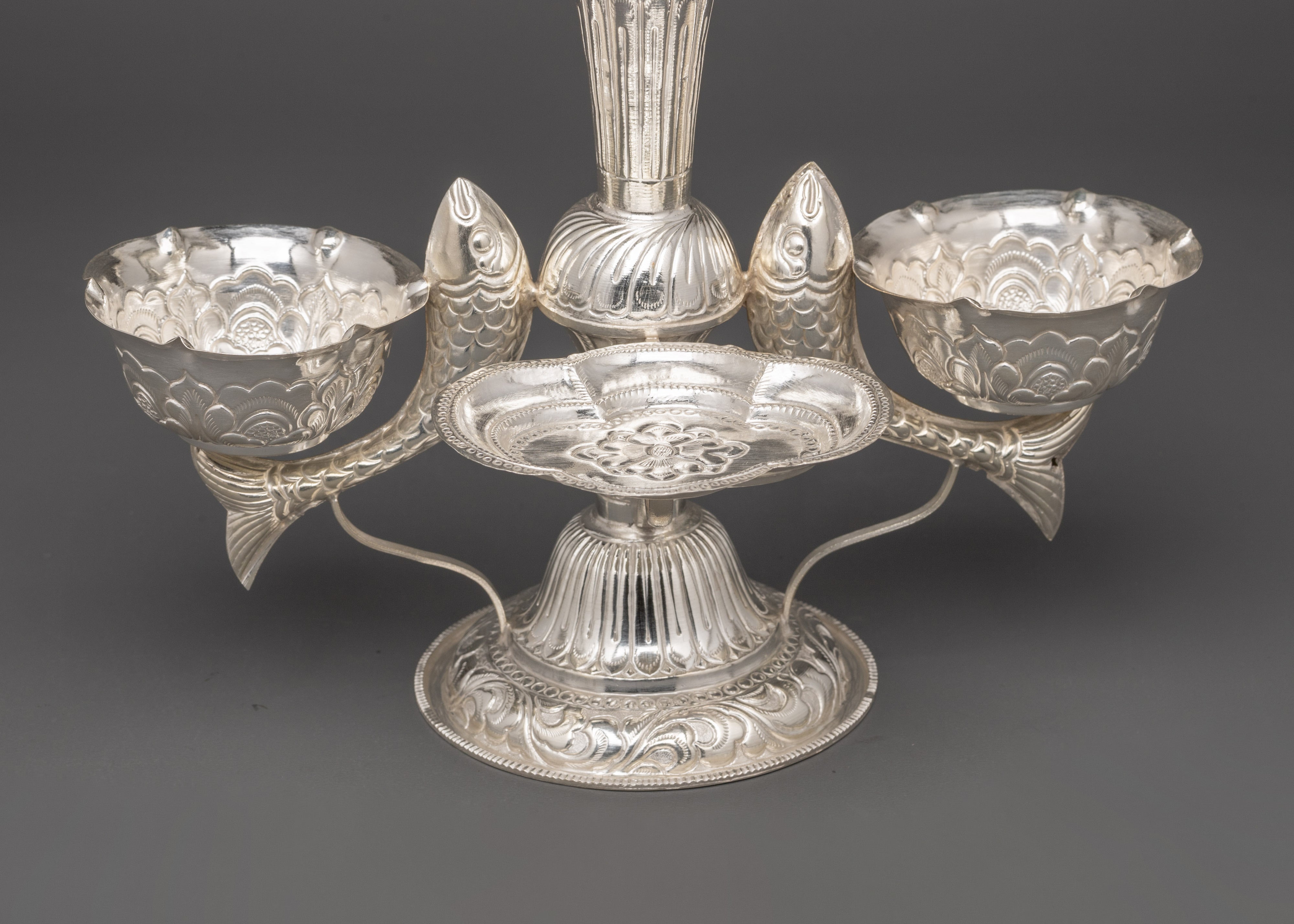 Machha Tikadani of Pure Silver | Jamara and Tika Holder for Dashain