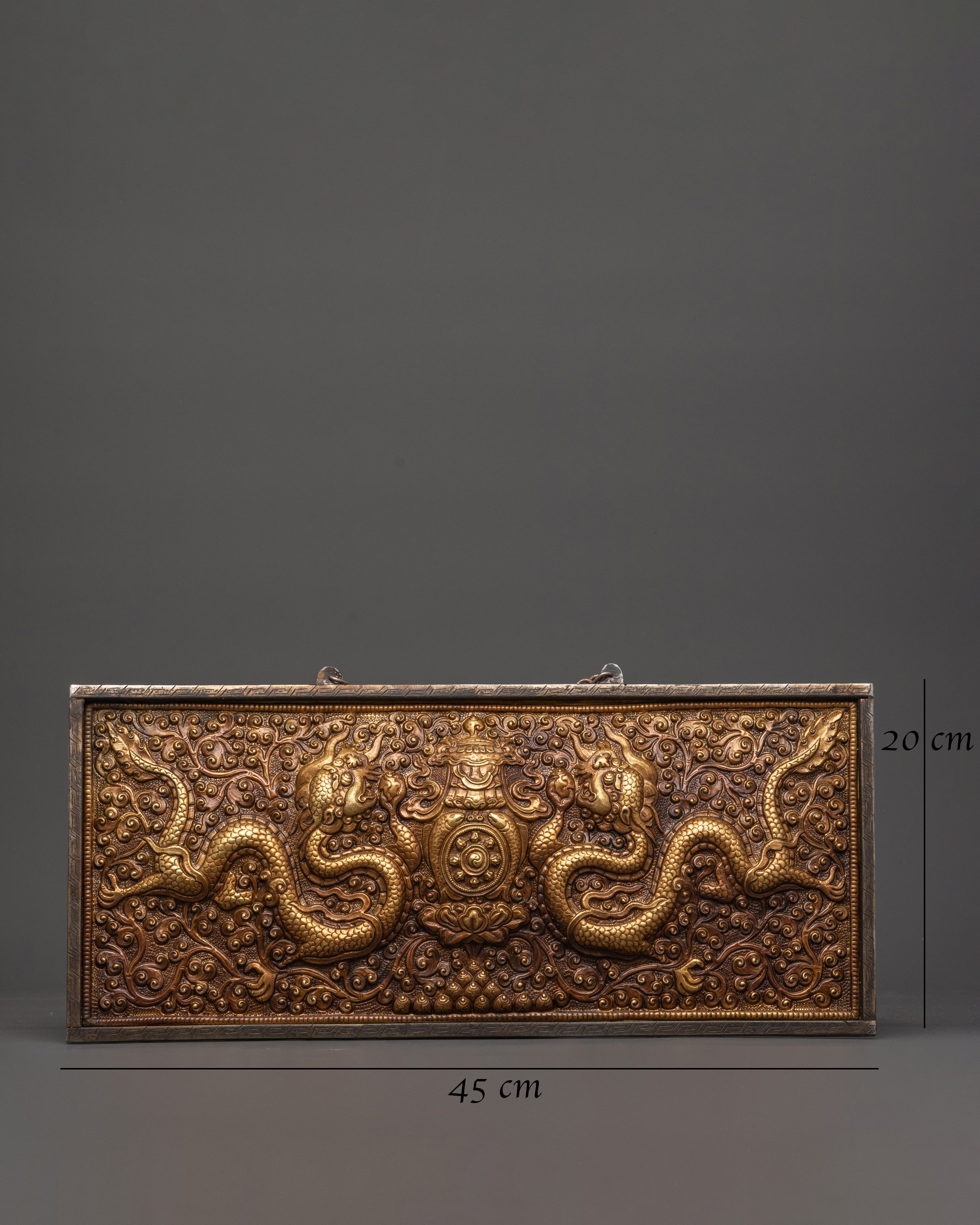 Wall Hanging with Dragon Carving | Tibetan Decor for Power and Protection