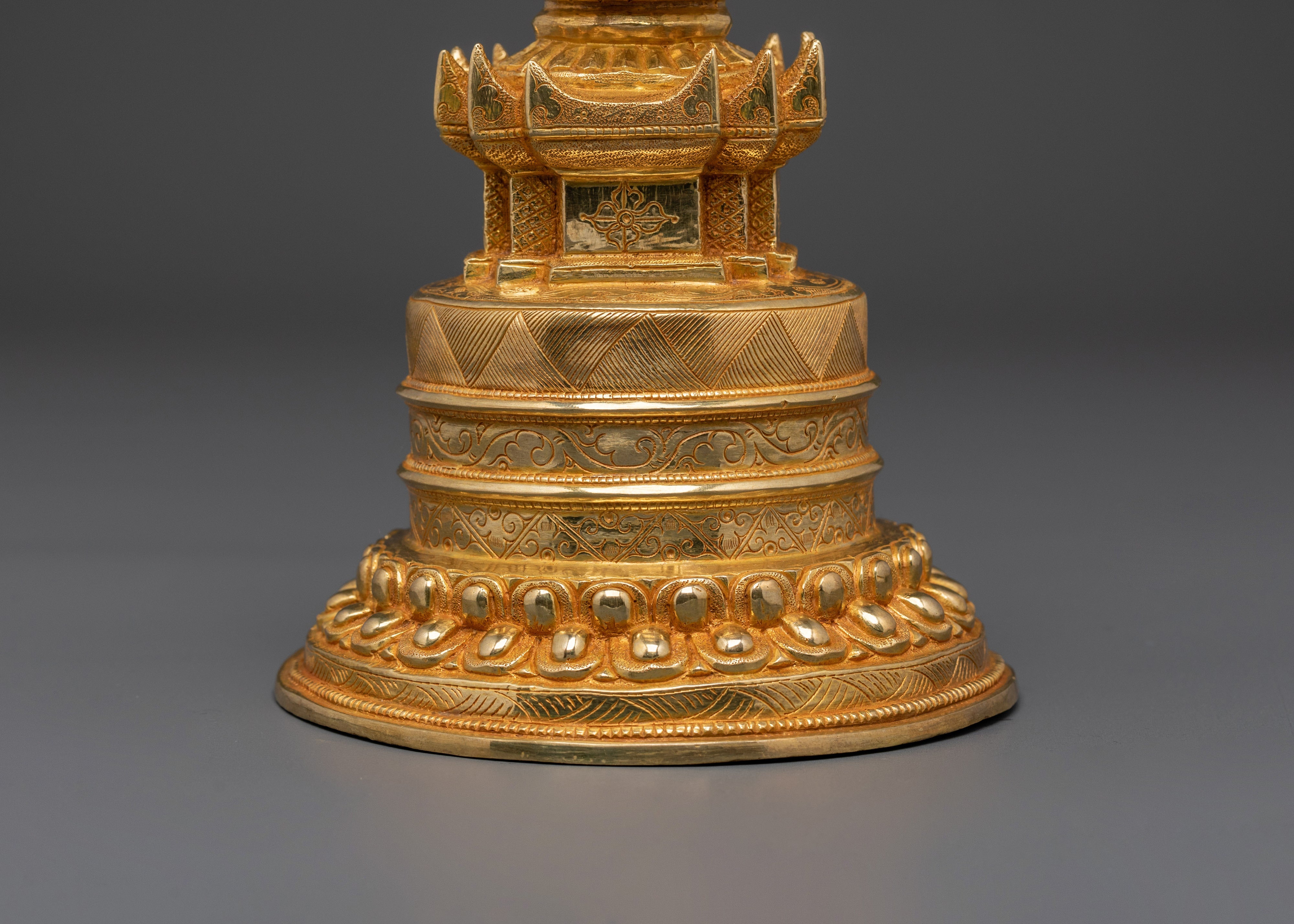 Traditional Copper Tibetan Buddhist Enlightenment Stupa | Spiritual Shrine Altar Decor