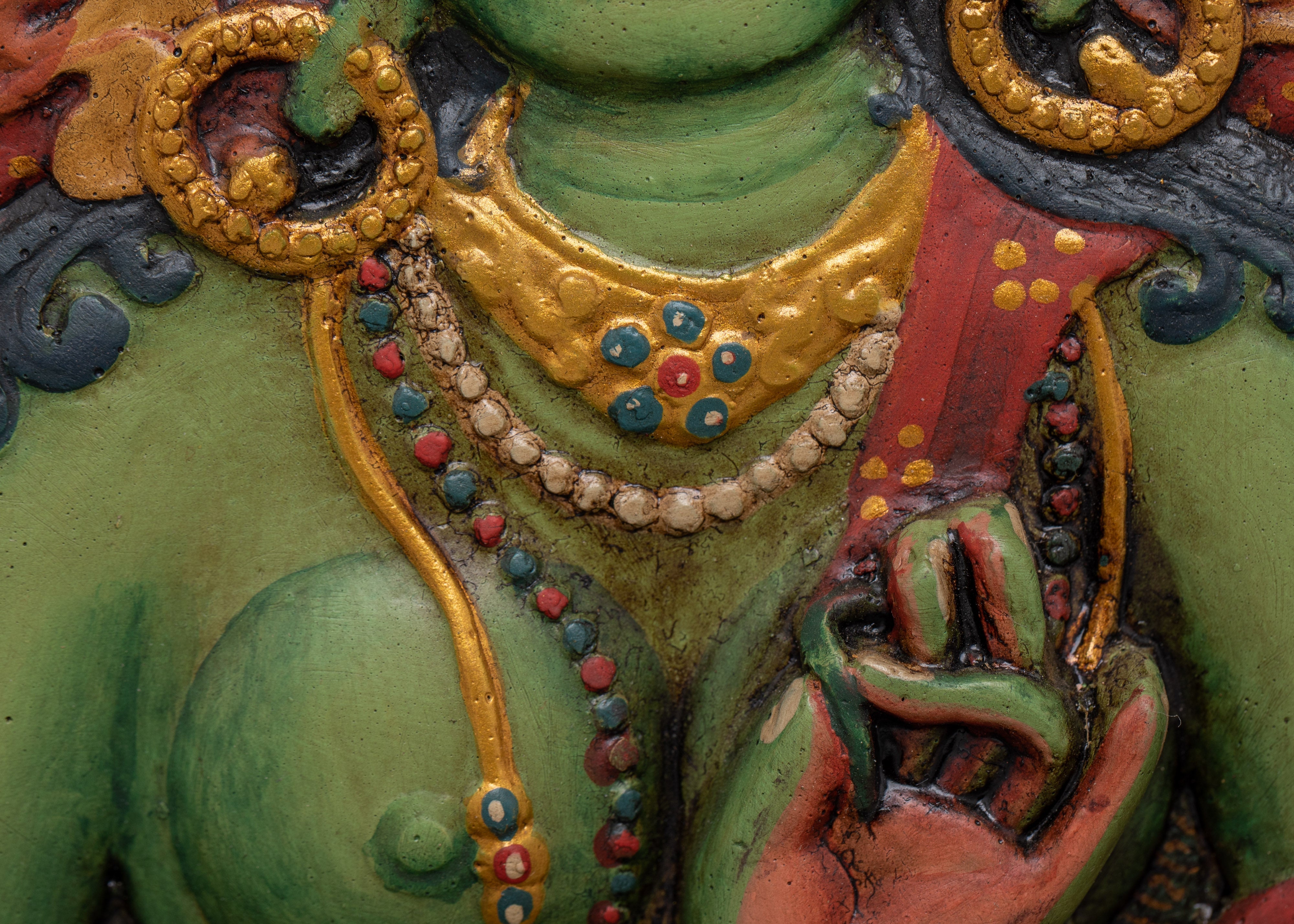 Goddess Green Tara Wall Hanging | Spiritual and Decorative Relief Art