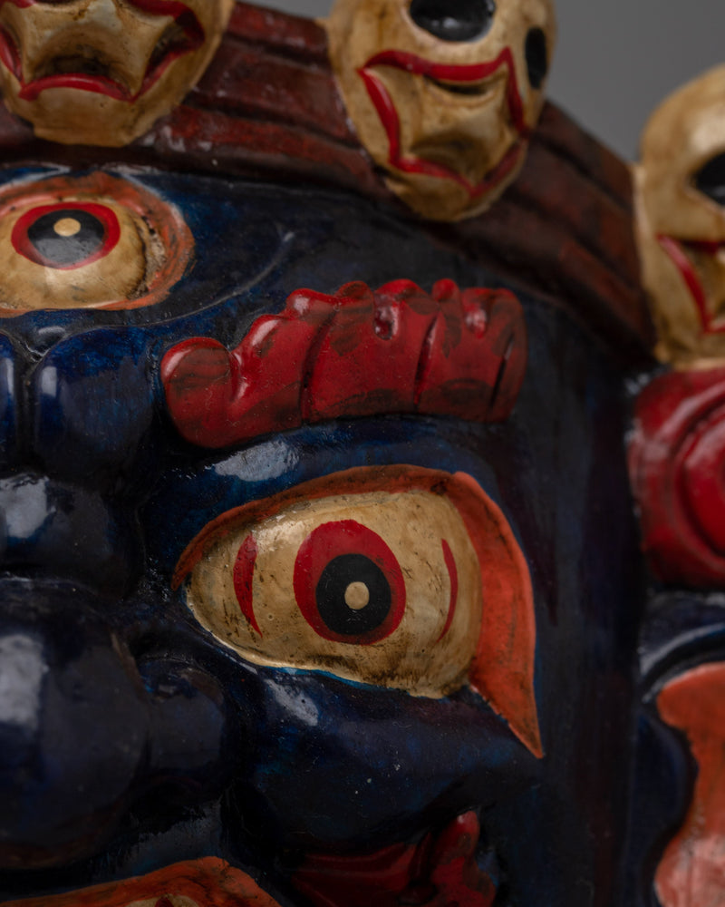 Mahakala Wood Carved Mask | Channeling the Fierce Presence of the Divine Protector