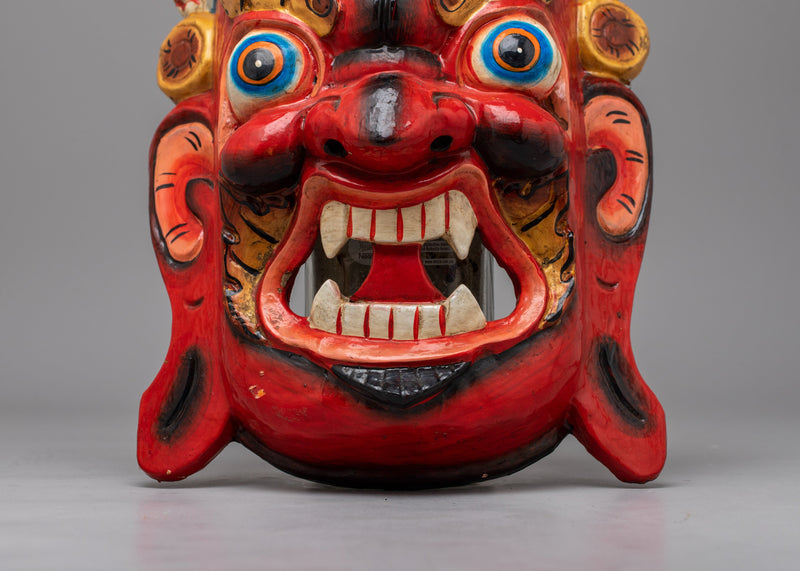 Mahakala Carved Wooden Mask | Capturing the Fierce Essence of the Divine Protector