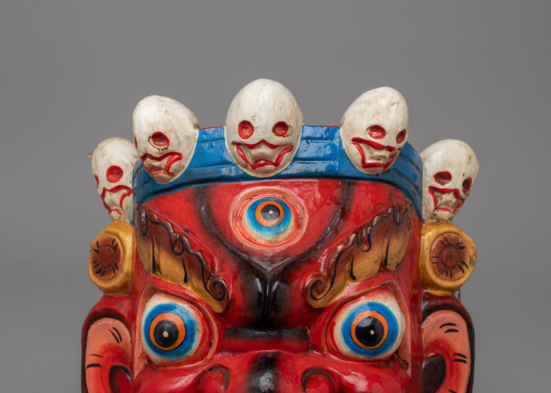 Mahakala Carved Wooden Mask | Capturing the Fierce Essence of the Divine Protector