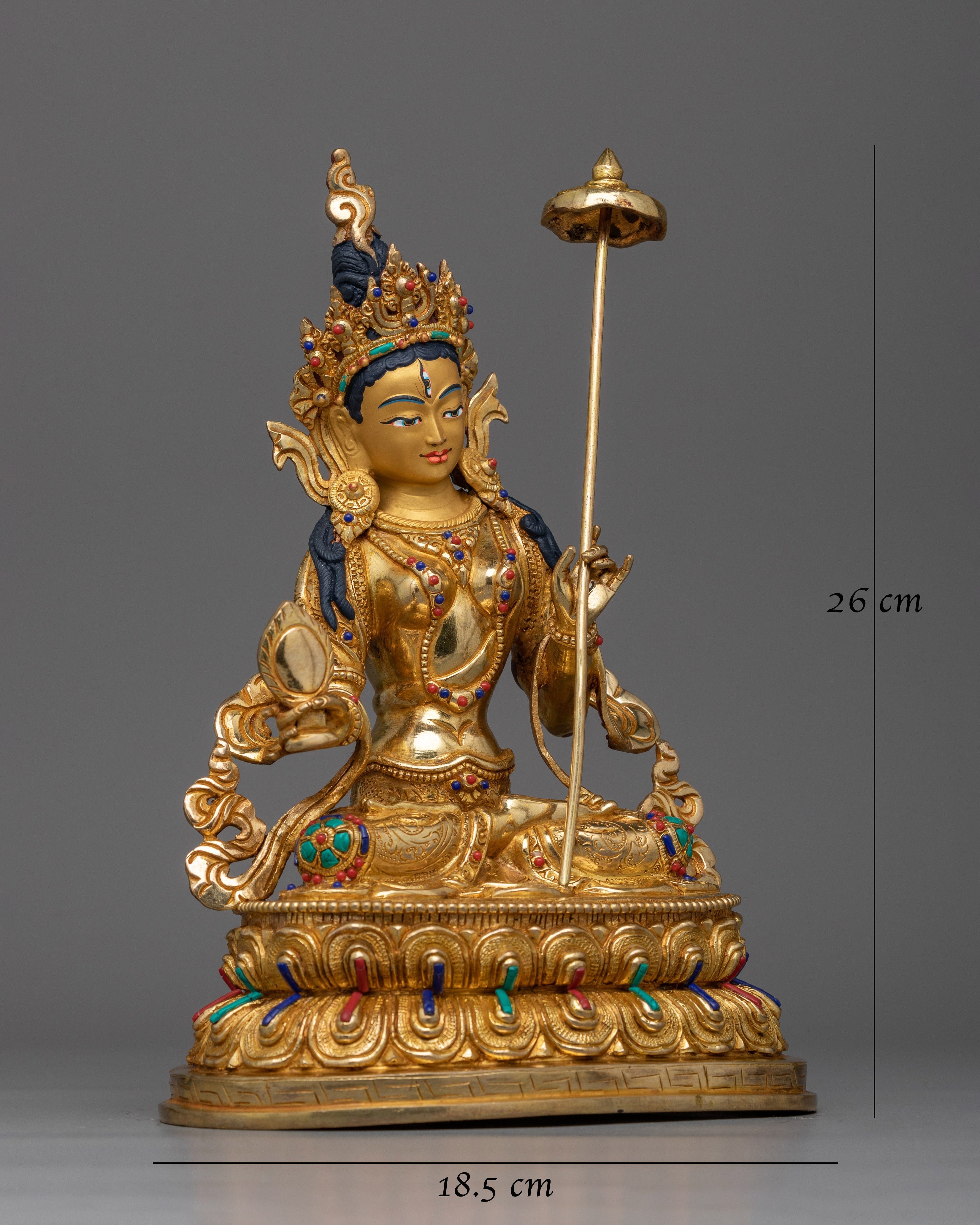 Graceful Shri Dukar Gold Gilded Statue | Handcrafted Beauty and Elegance