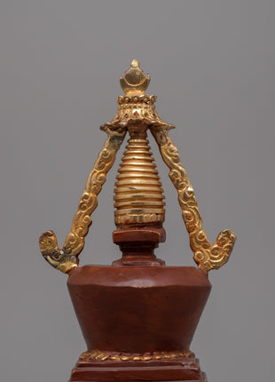 Decorative Copper Stupa Budista | Symbolic Buddhist Monument for Meditation