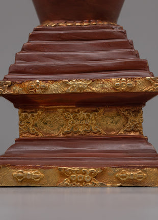 Decorative Copper Stupa Budista | Symbolic Buddhist Monument for Meditation