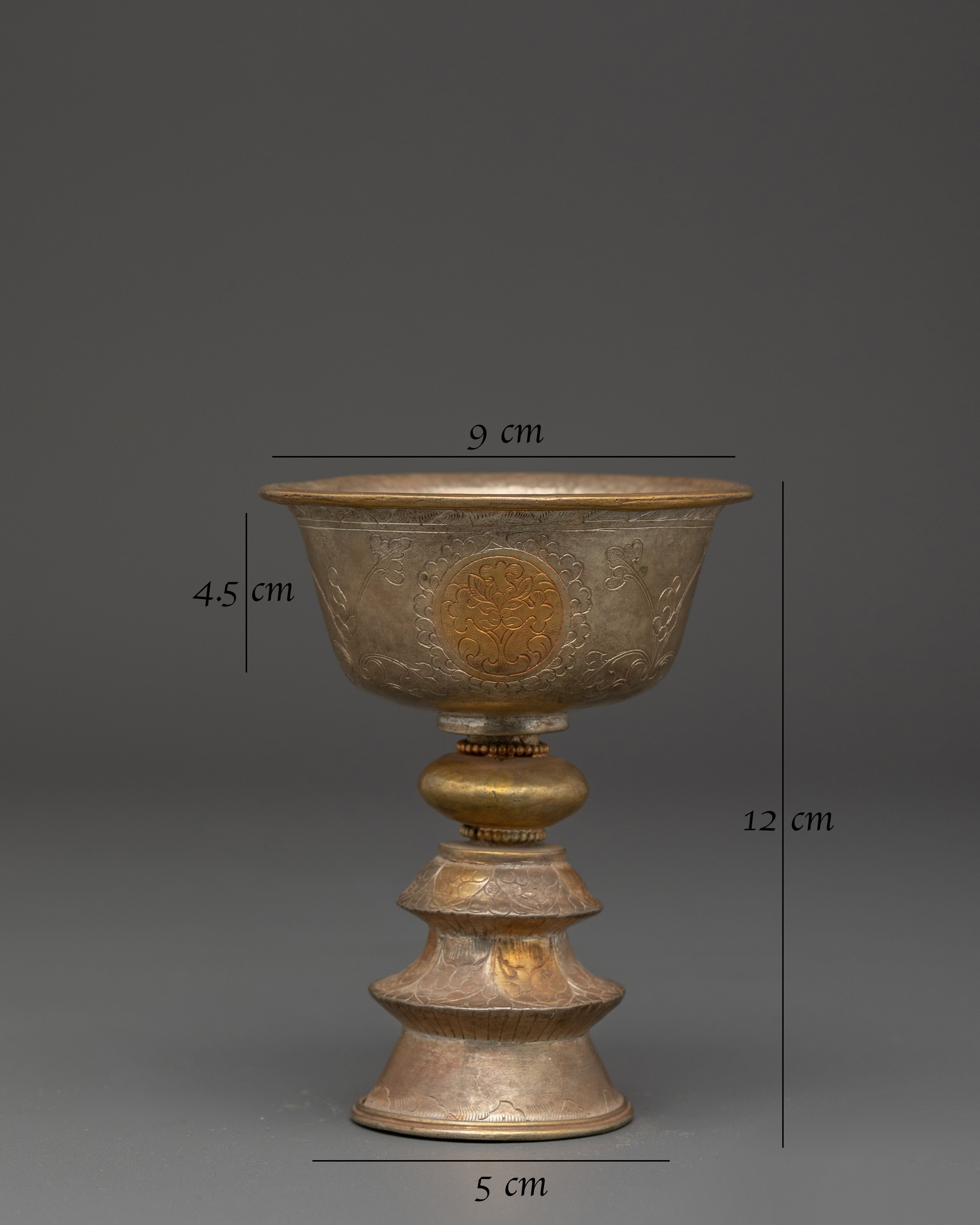 Traditional Ghee Butter Lamp | Silver and Gold Plated Butter Lamp for Altar
