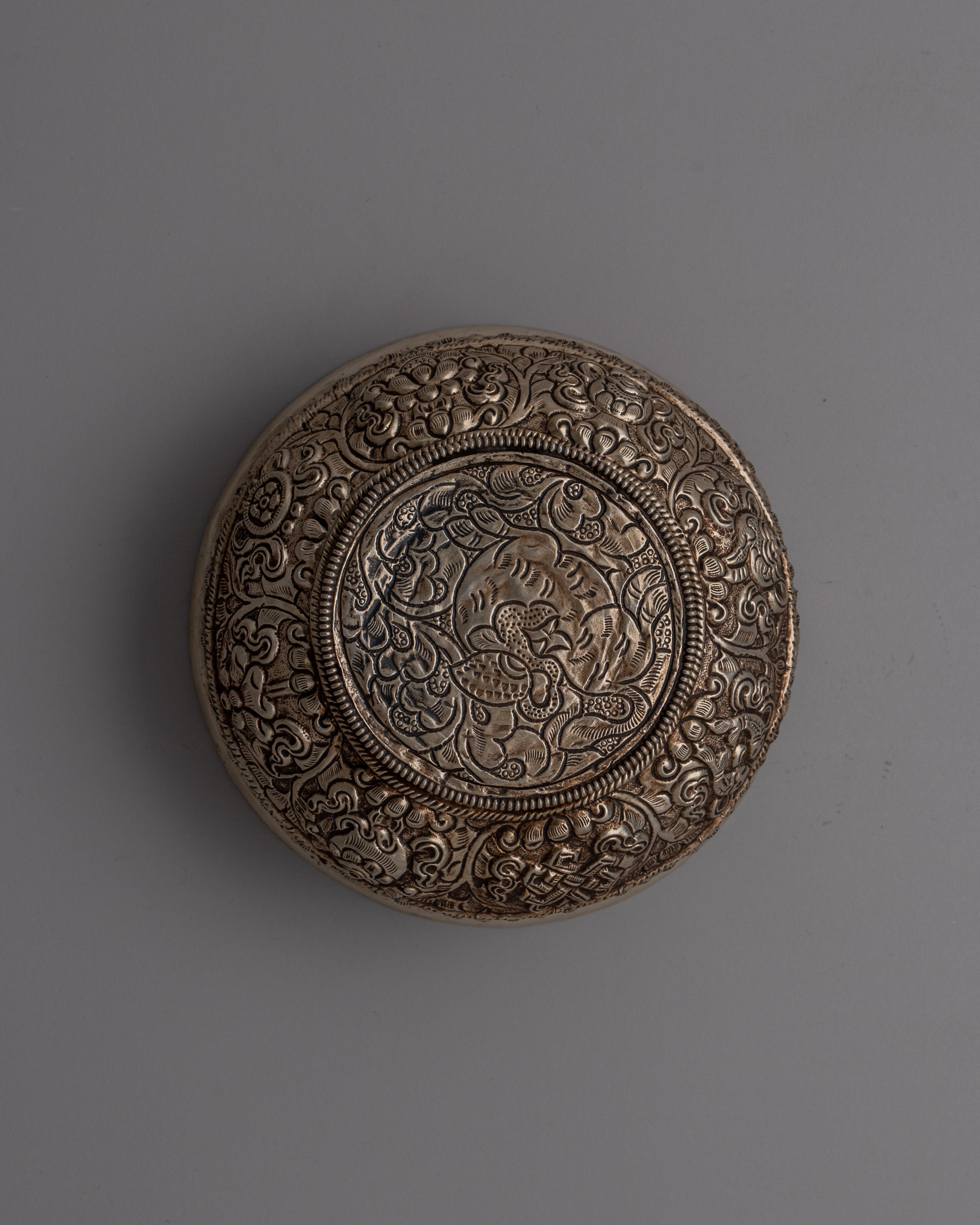 White metal Offering Bowl for Buddhist Altars | Sacred Meditation Gift