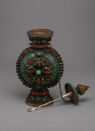 Premium Tibetan Silver Snuff Bottle | Handmade from Pure Silver and Copper