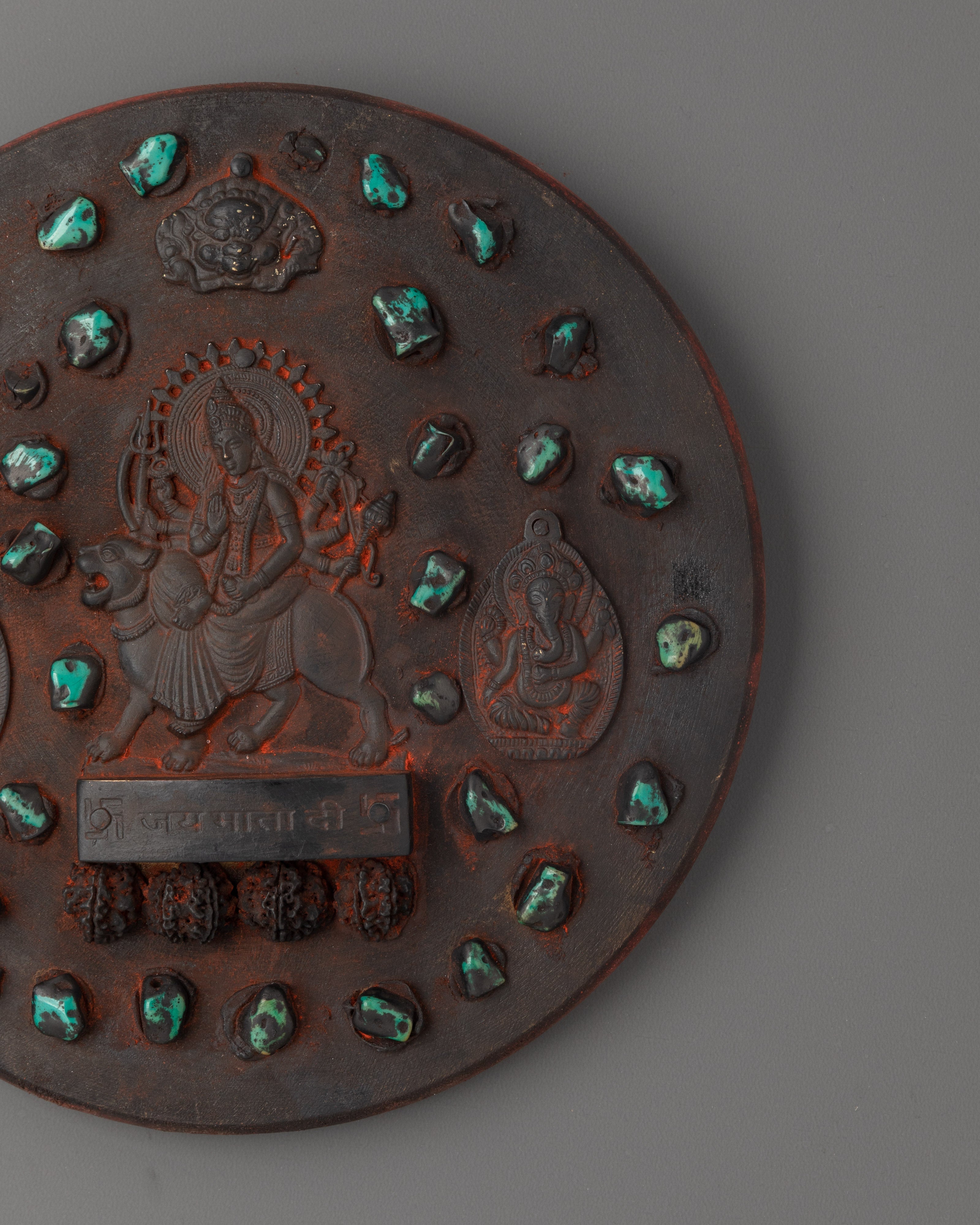 Goddess Durga Wall Hanging | Sacred Wooden Plaque for Protection