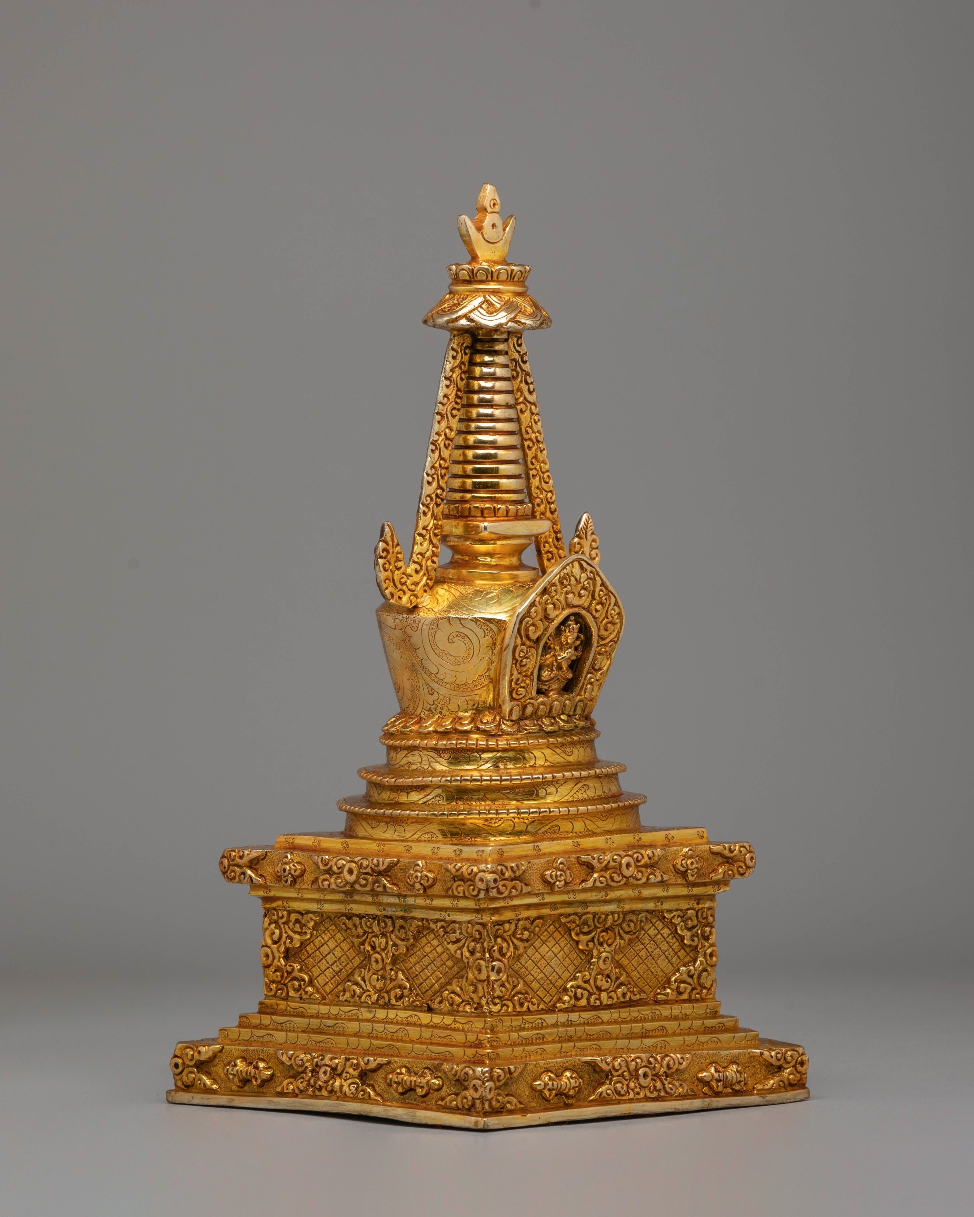 Buddhist Handcrafted Stupa for Rituals | Sacred Tibetan Stupa Art