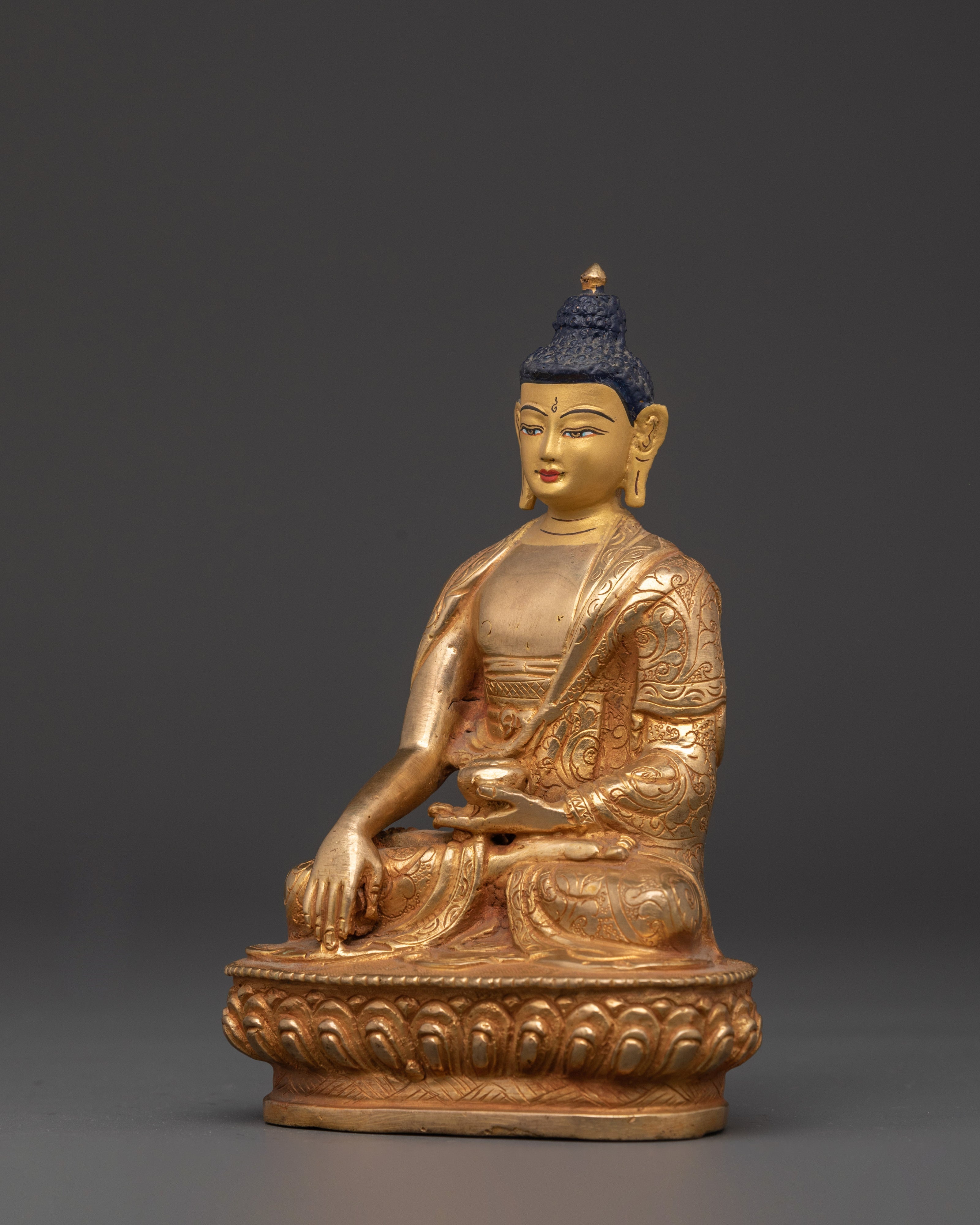 Handmade Shakyamuni Buddha Statue | Gold Plated Copper Buddha Figurine