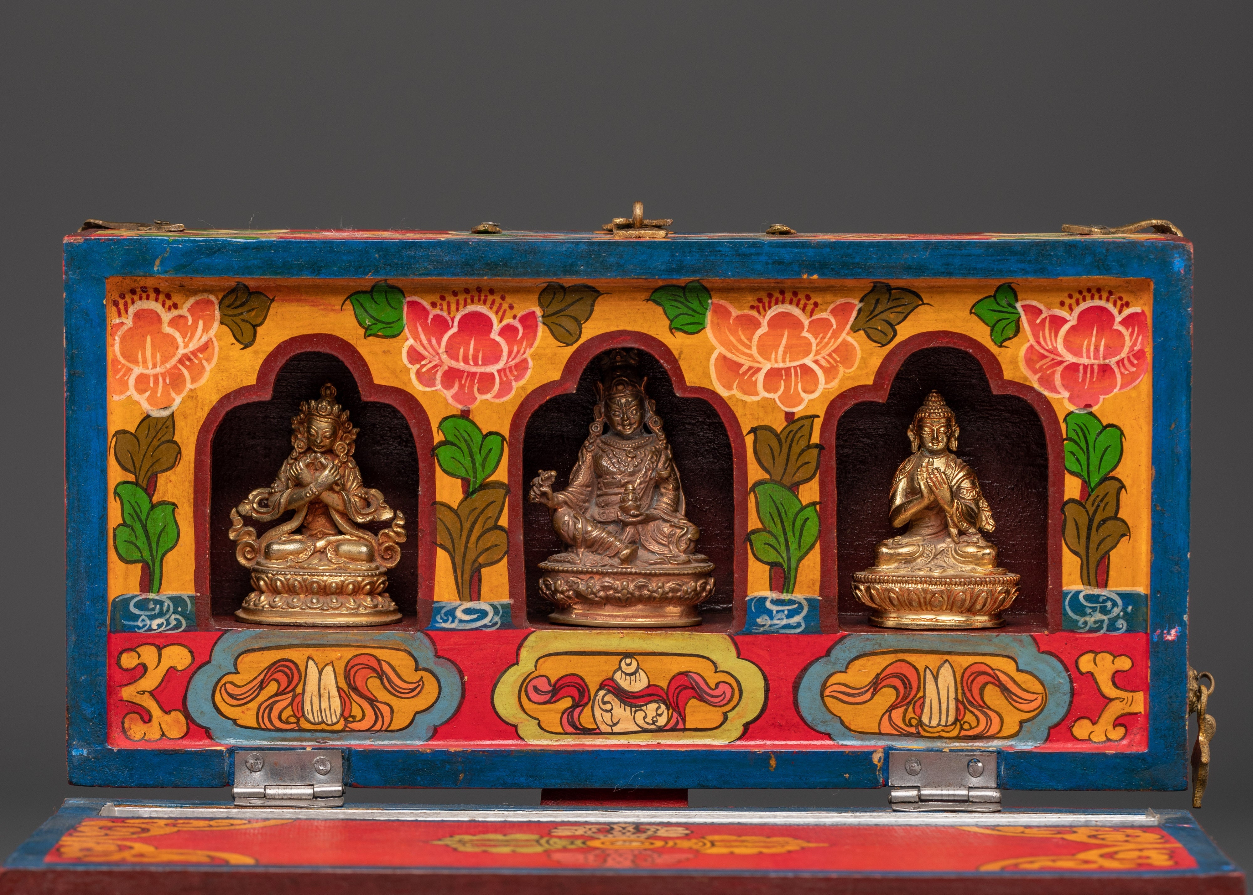 Tibetan Treasure Box with Buddha Statue | Handcrafted Spiritual Gift