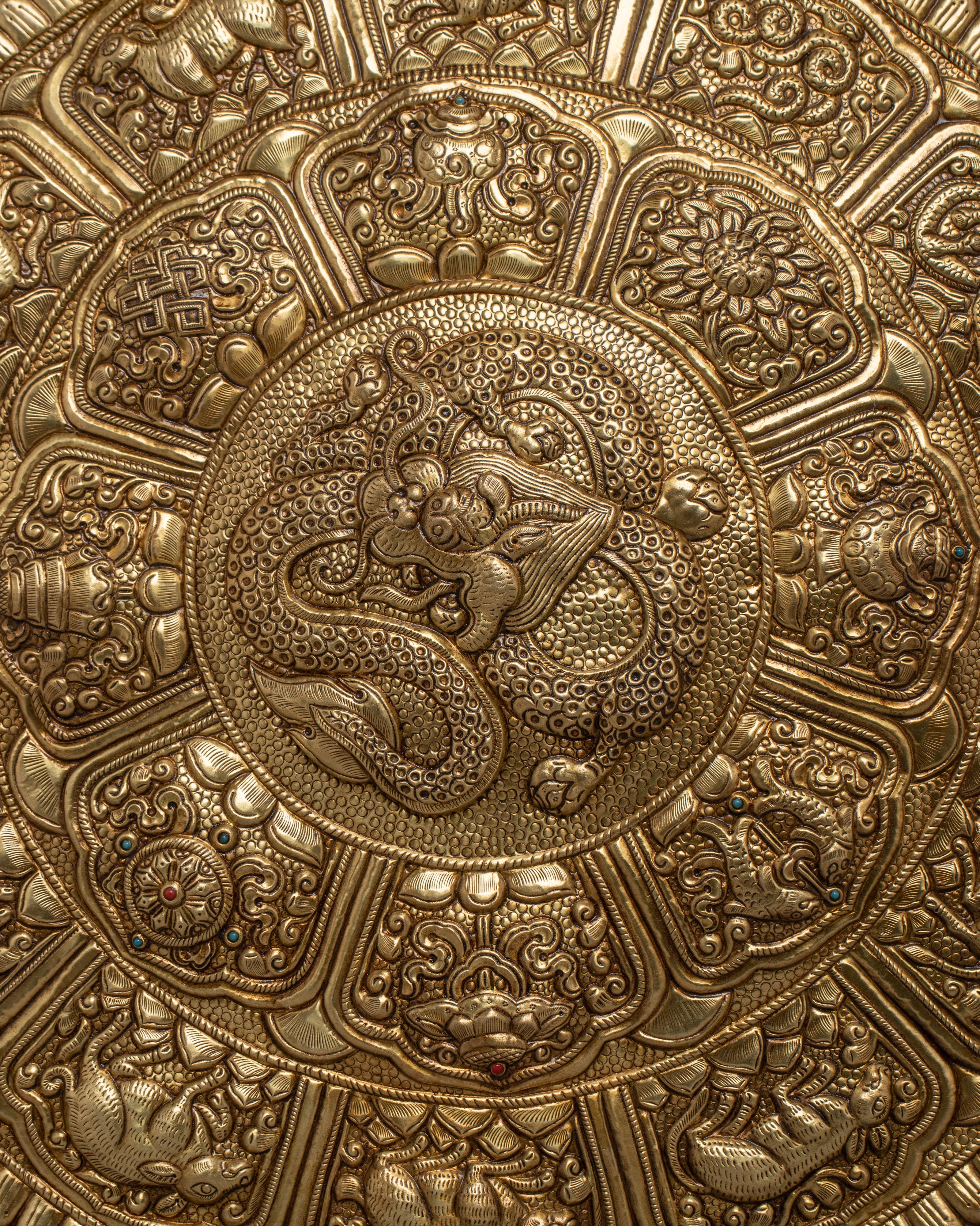 Brass Dragon Wall Hanging Mandala | Elevate Your Space with Symbolic Power and Intricate Artistry