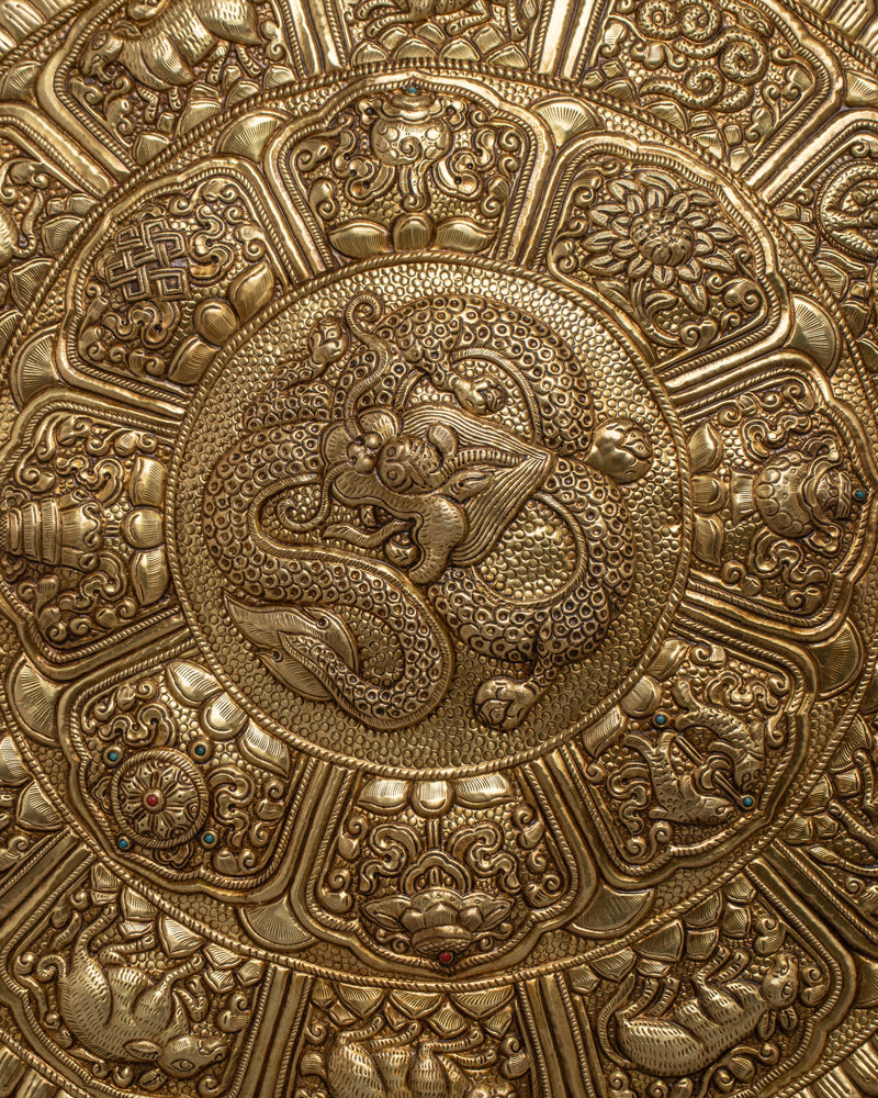 Brass Dragon Wall Hanging Mandala | Elevate Your Space with Symbolic Power and Intricate Artistry