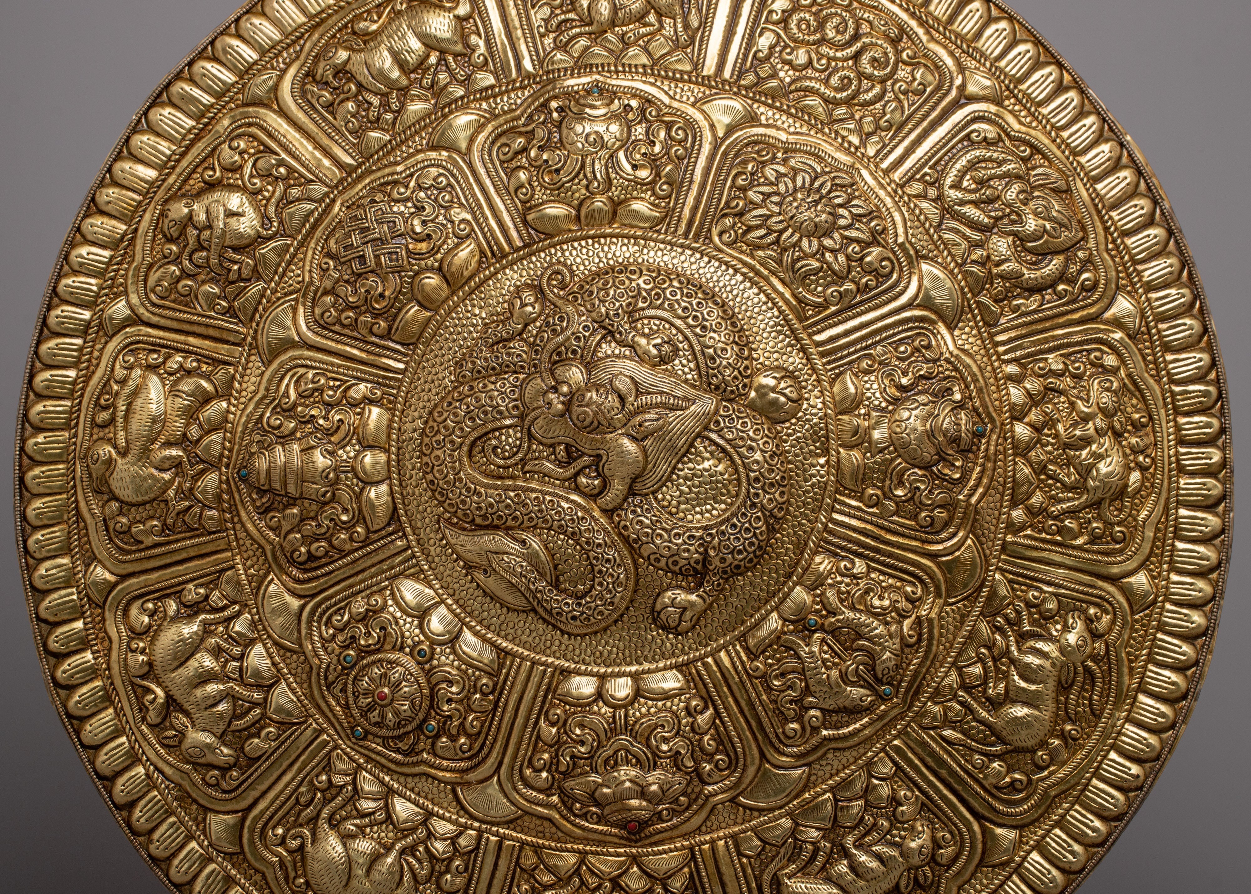 Brass Dragon Wall Hanging Mandala | Elevate Your Space with Symbolic Power and Intricate Artistry