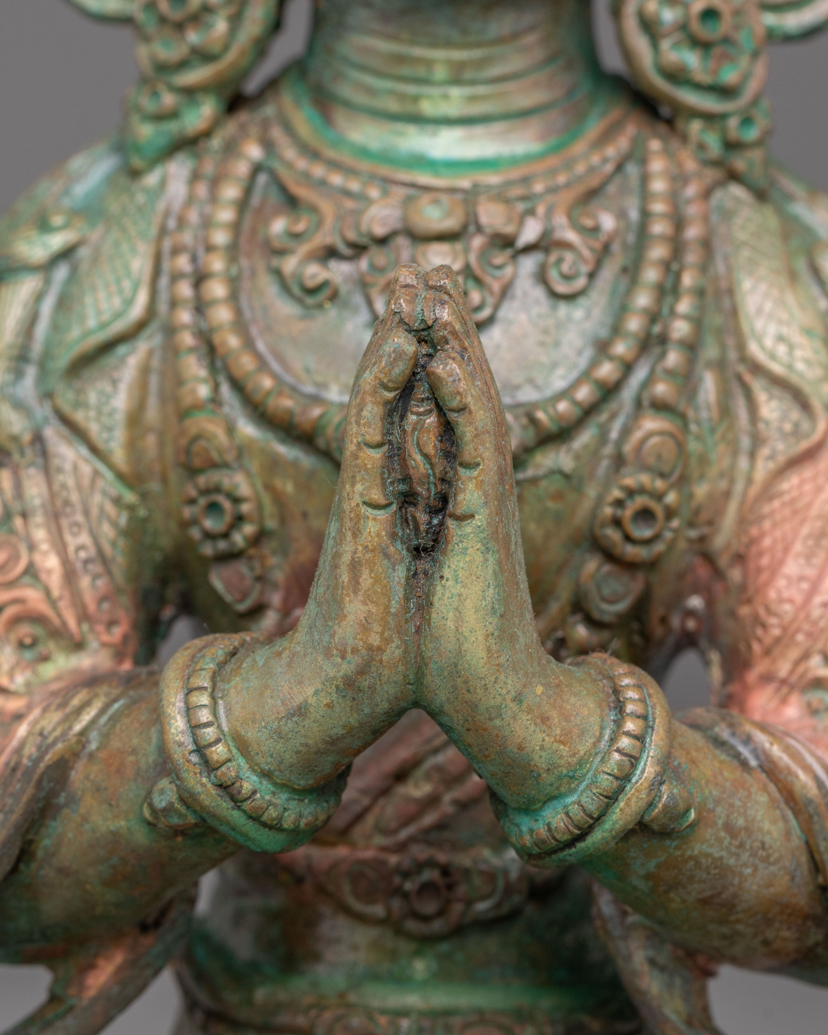 Oxidized Copper Statue of Chenrezig | The Compassionate Bodhisattva