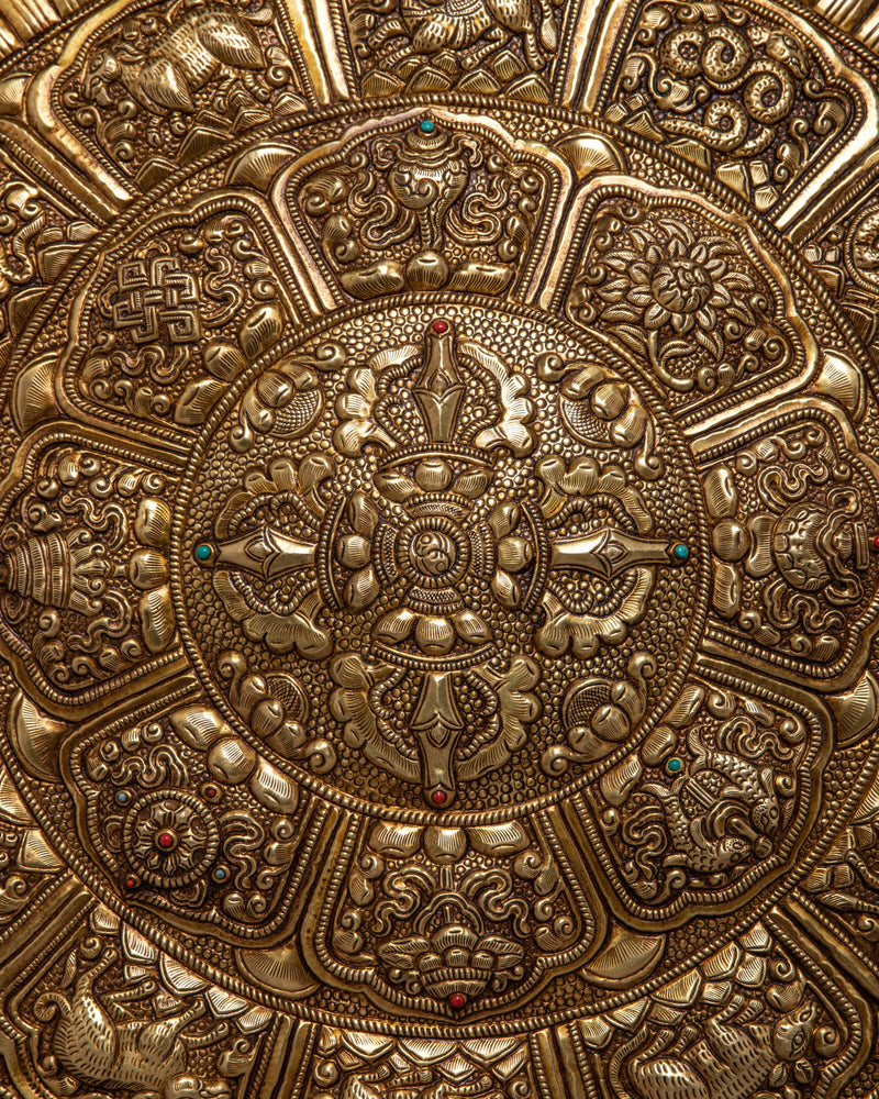 Brass Crossed Vajra Mandala Wall Hanging | Auspicious Wall Artwork