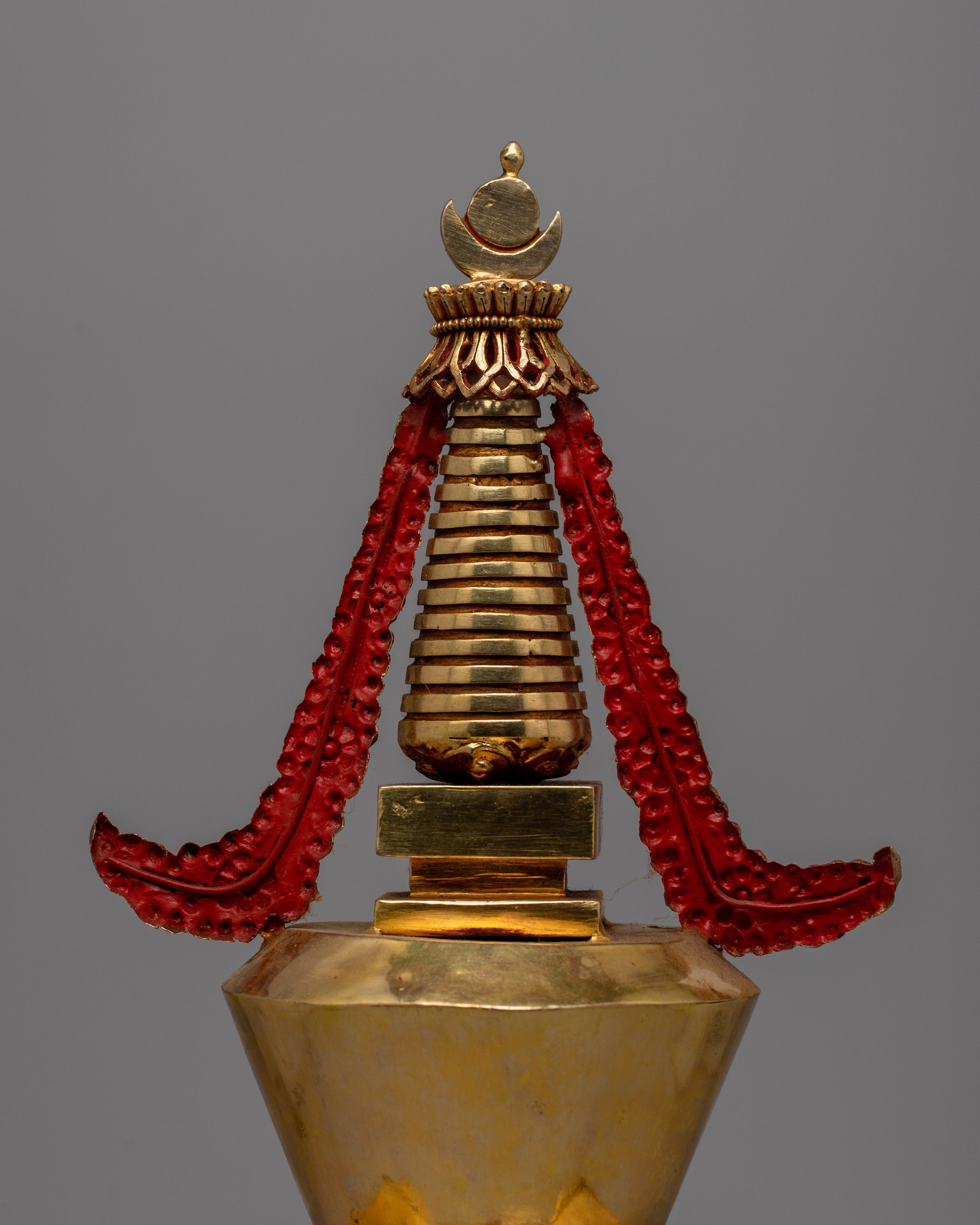 Beautiful Gold Plated Tibetan Stupa | Spiritual Ornament for Home and Altar